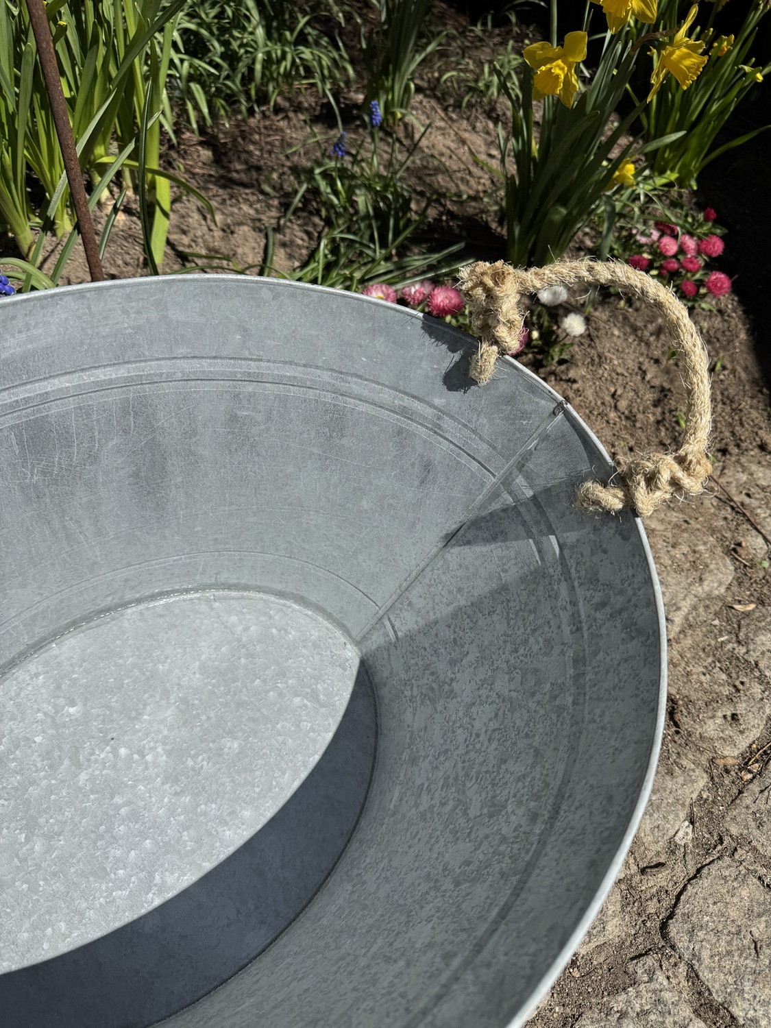 Alt Zink Wanne mit Seilgriffen - Breite 50 cm