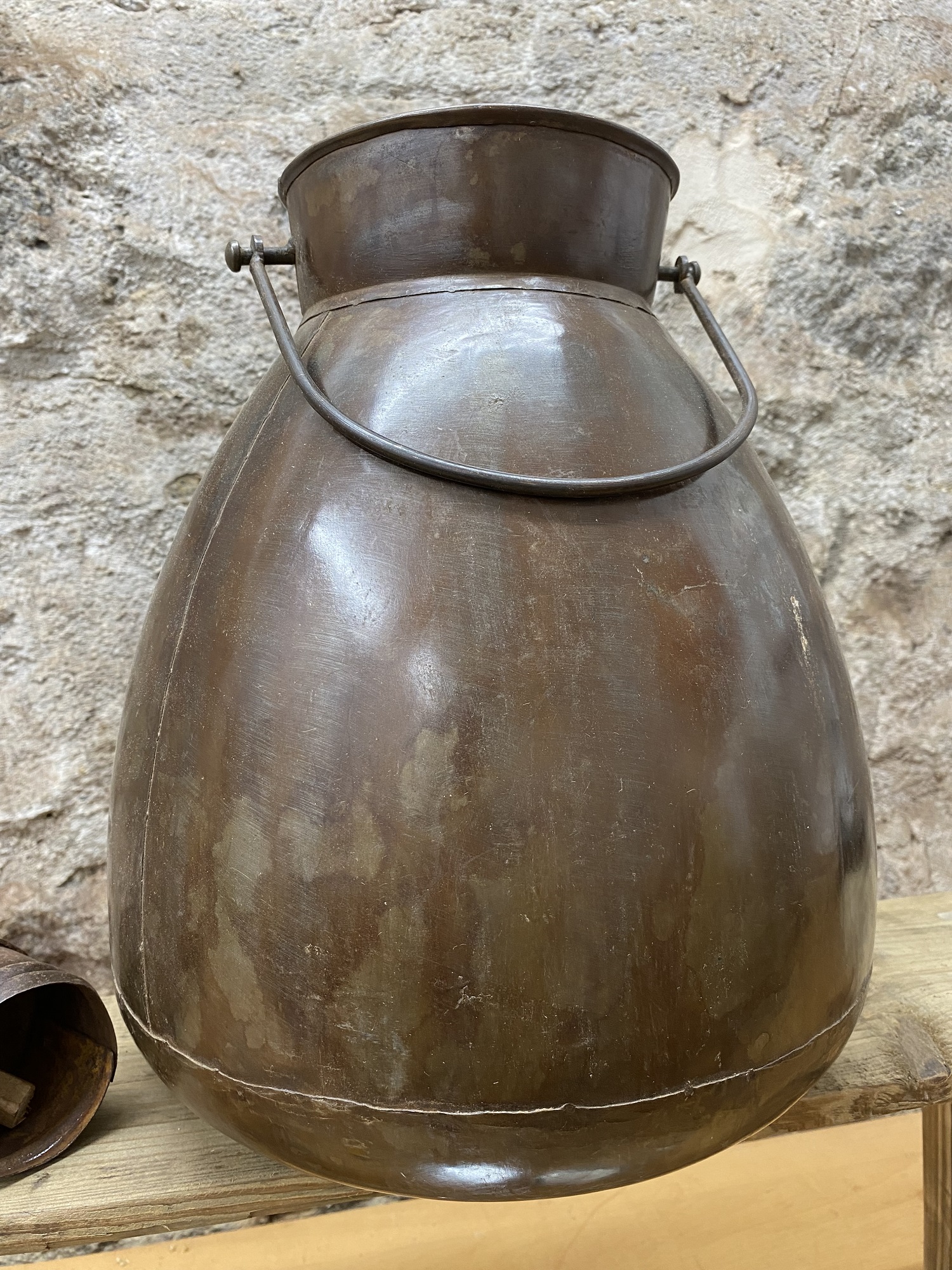 Eisen Kanne Nostalgie braun mit Henkel - Höhe 34 cm