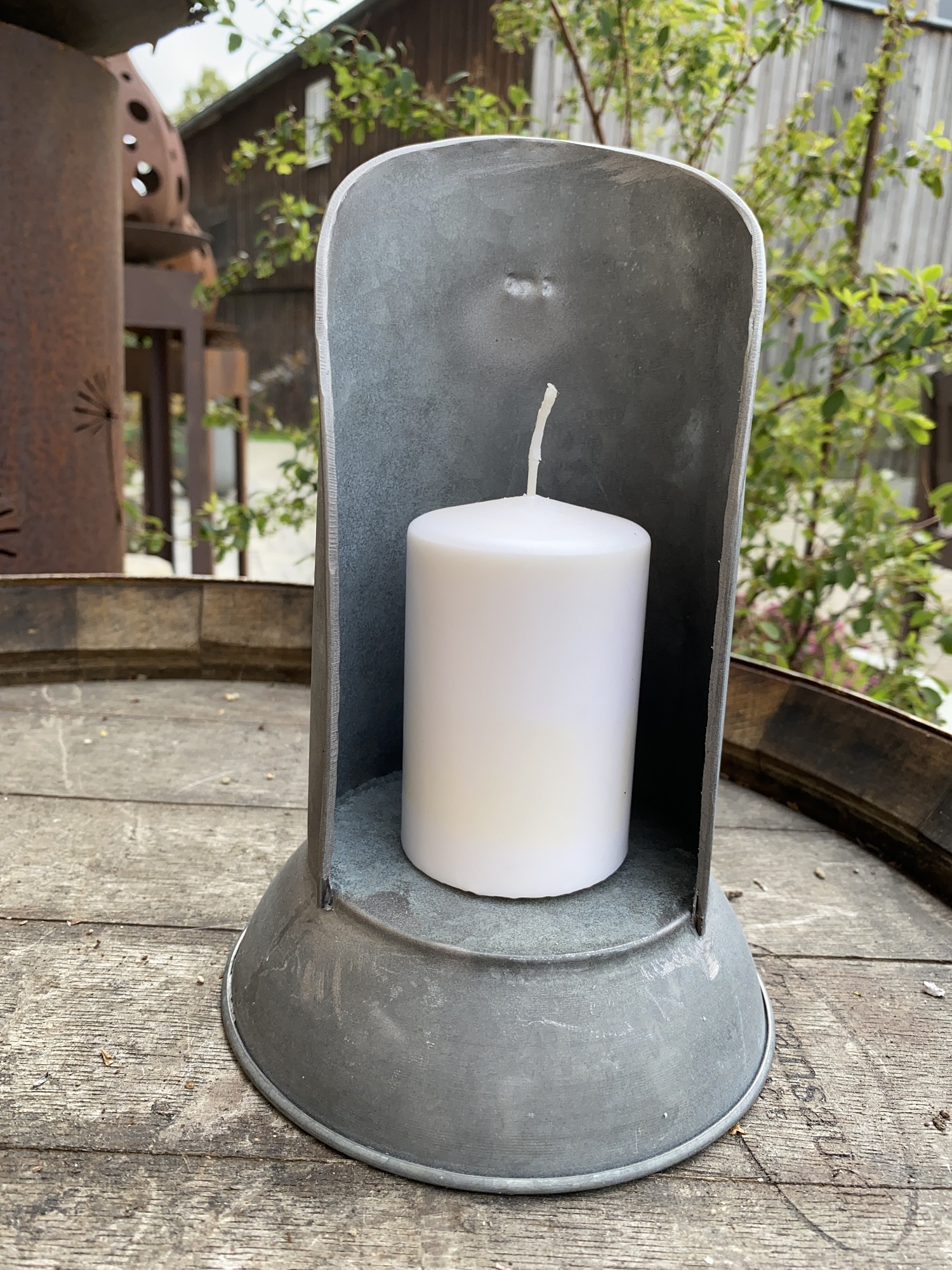 Eisenblech Nostalgie Kerzenhalter Urbe mit Henkel - Höhe 22 cm