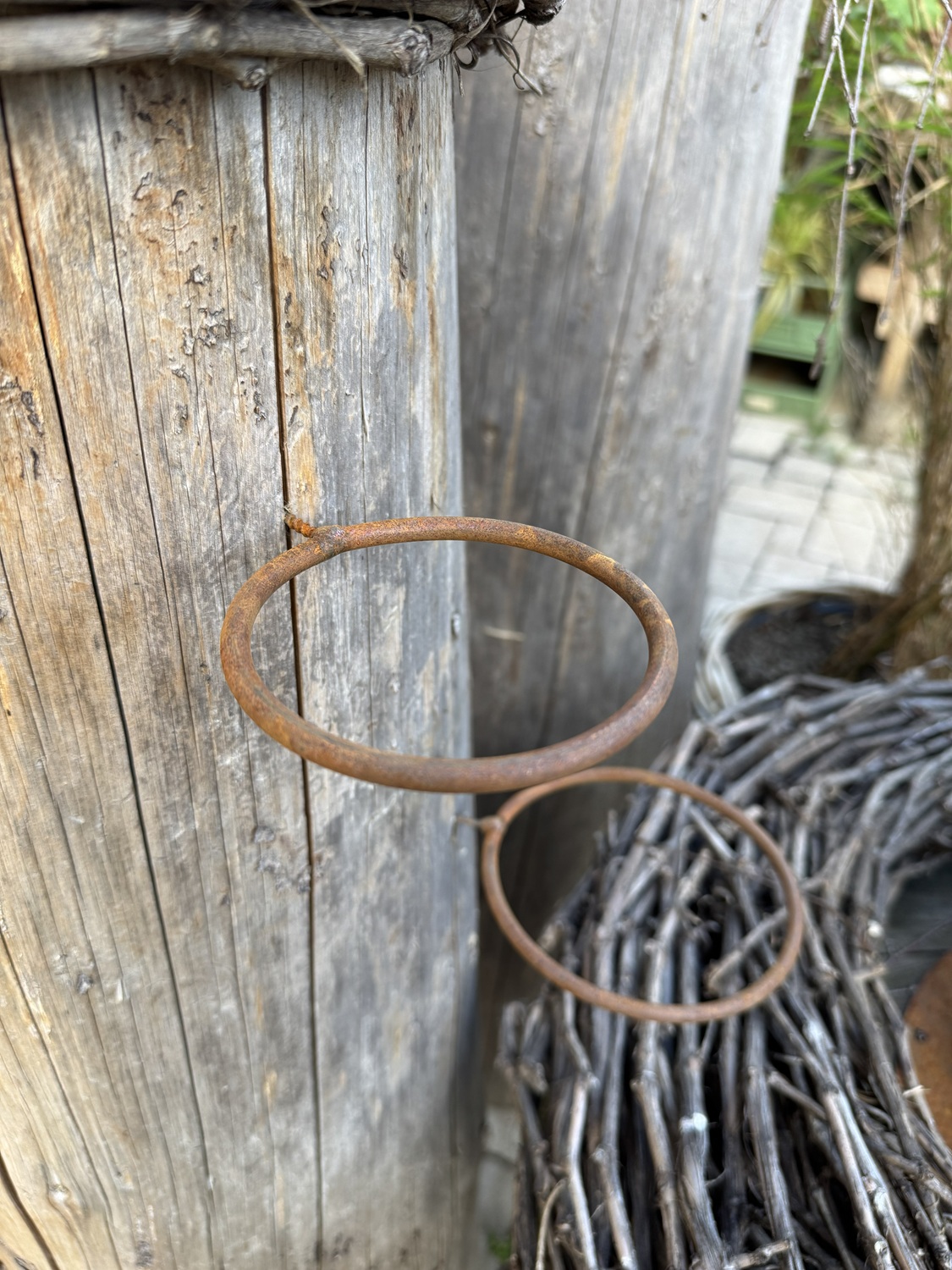 Edelrost Topfhalter Ring mit Schraube - Durchmesser 13,5 cm