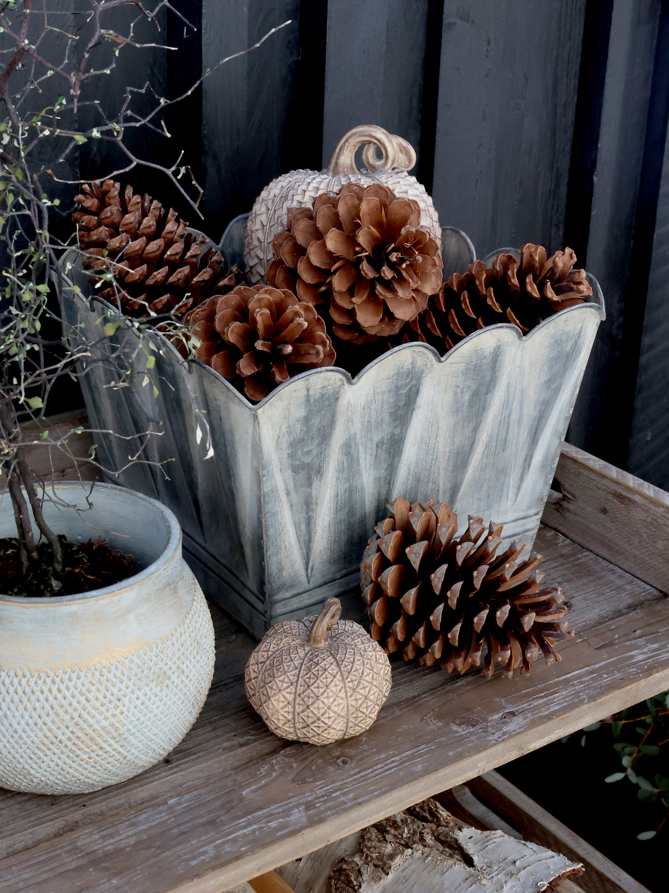 Zink Blumentopf mit Bögen - Breite 27 cm
