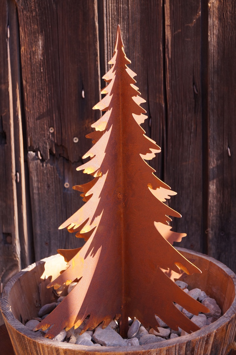Edelrost Tannenbaum 3D für Holz - Höhe 25 cm