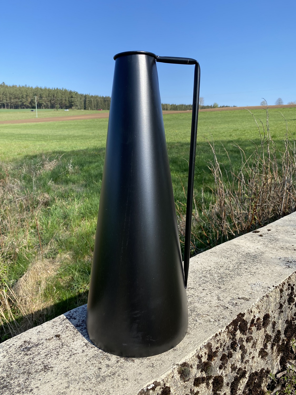 Metall Vase klein schwarz längliche Form - Höhe 38 cm | 08905