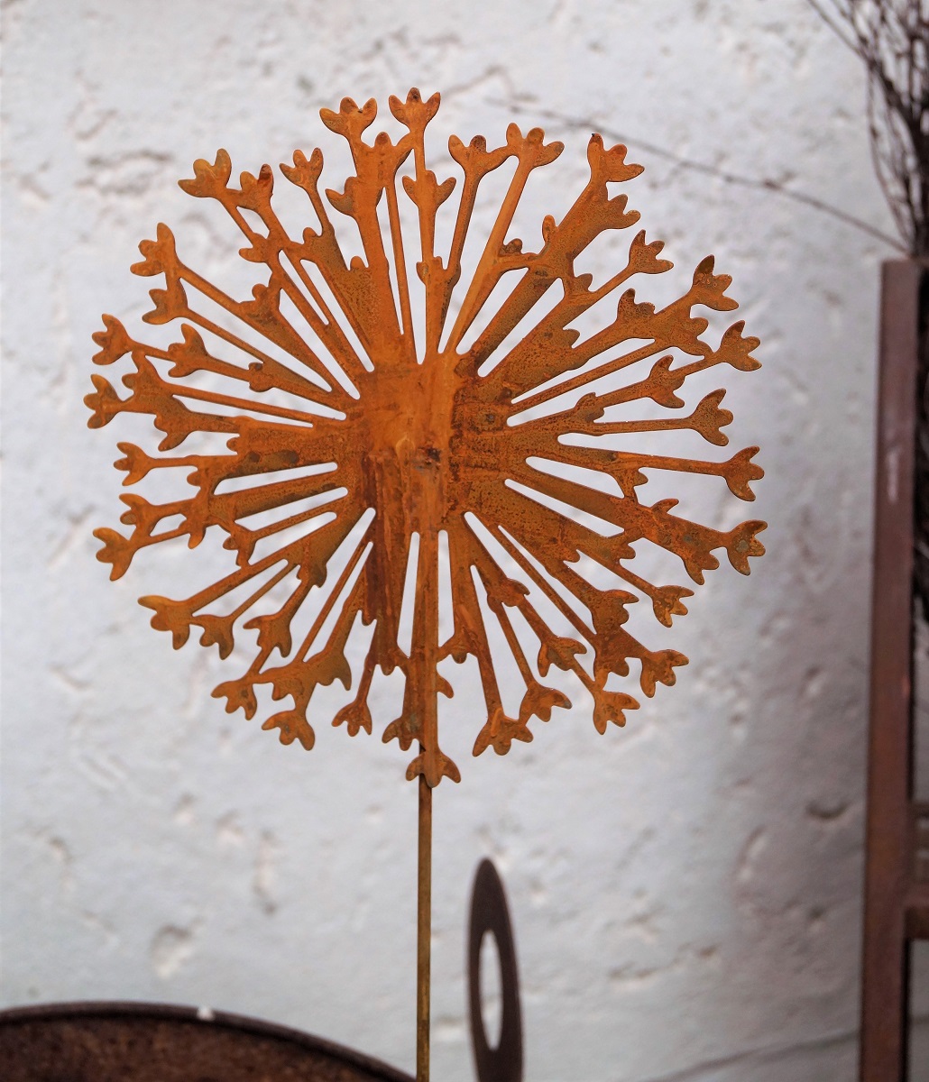 Rostoptik Pusteblume auf Stab - Höhe 90 cm