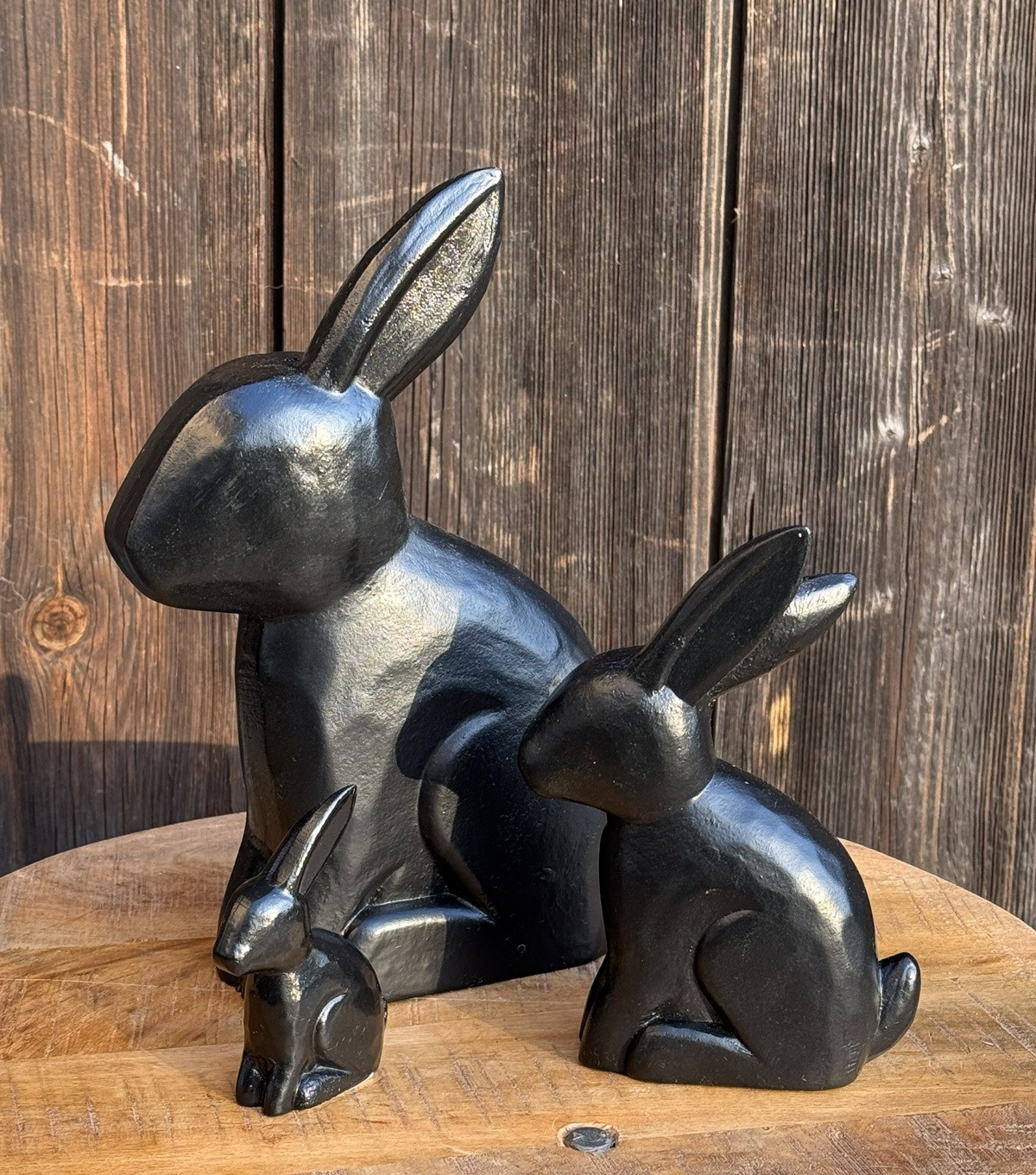 Holz Hase Rabbit schwarz groß - Höhe 27 cm
