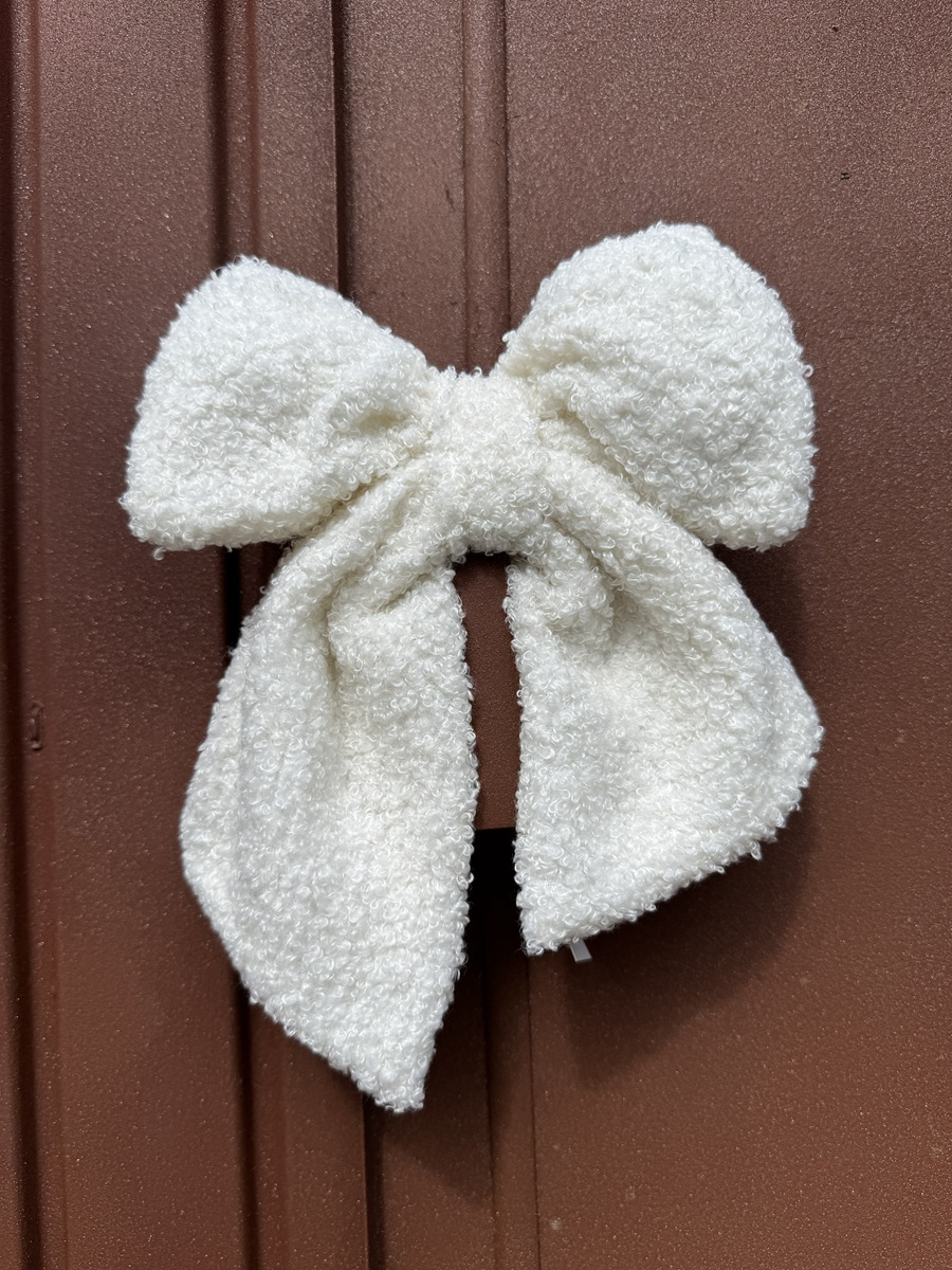 Polyester Deko - Schleife Weiß zum Hängen - Höhe 30 cm