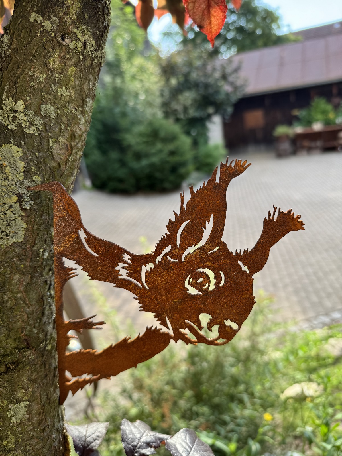 Edelrost Eichhörnchen Alvin mit Dornspitze - Höhe 20 cm