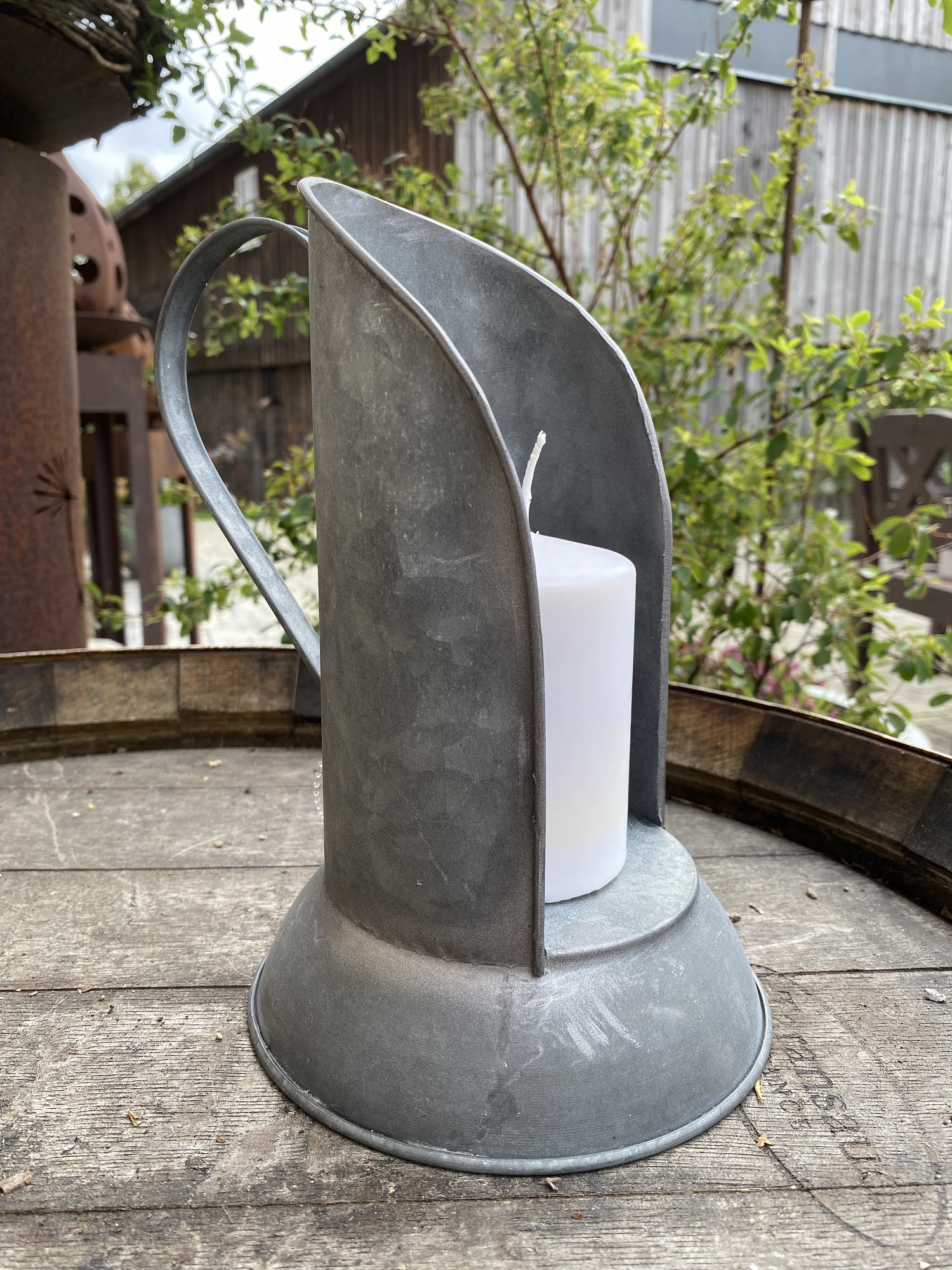 Eisenblech Nostalgie Kerzenhalter Urbe mit Henkel - Höhe 22 cm