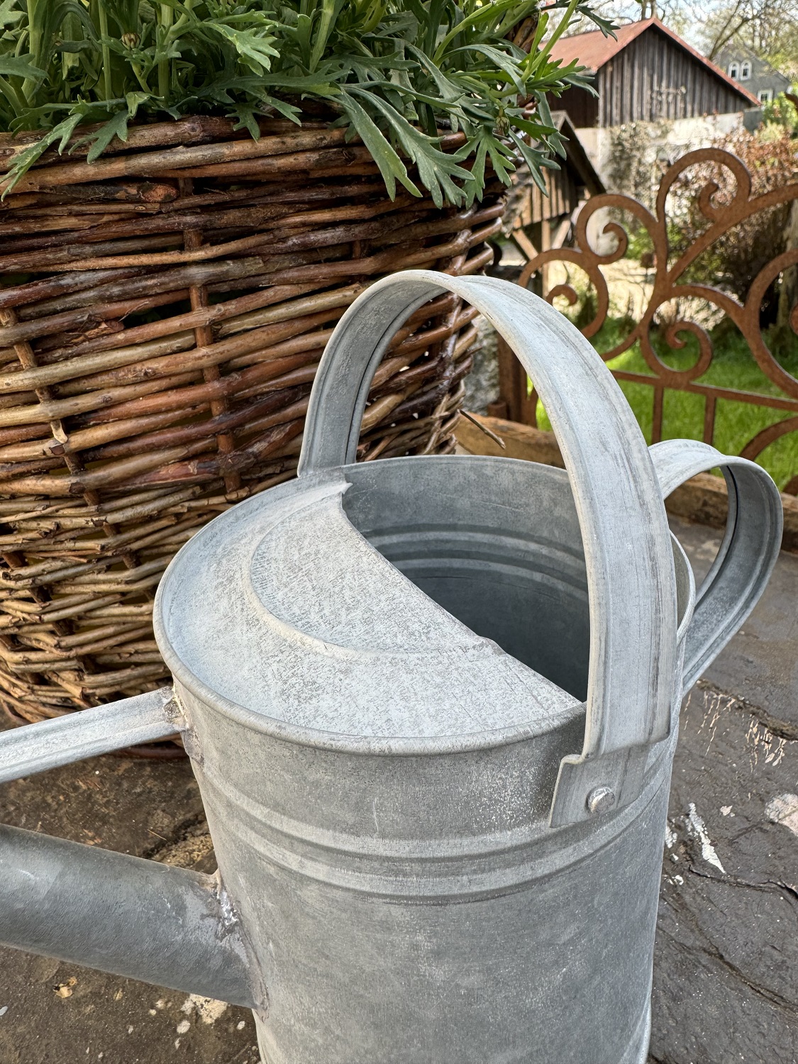 Zink Gießkanne klein 1,5 Liter - Höhe 17 cm