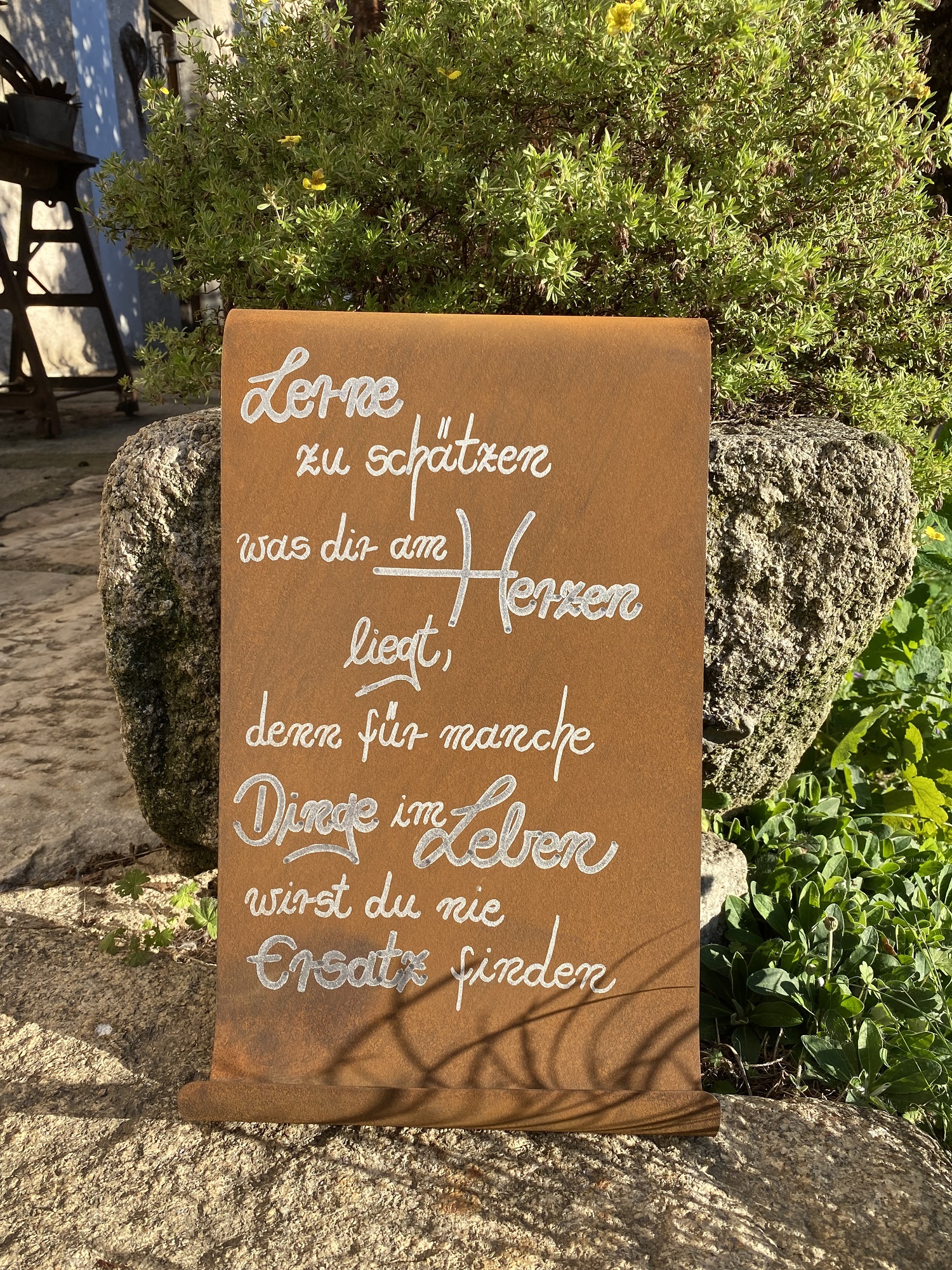 Edelrost Tafel gewellt - Lerne zu schätzen was dir am Herzen liegt