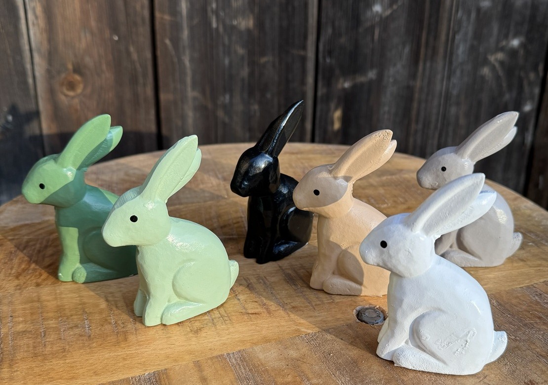 Holz Hase Rabbit taupe groß - Höhe 27 cm