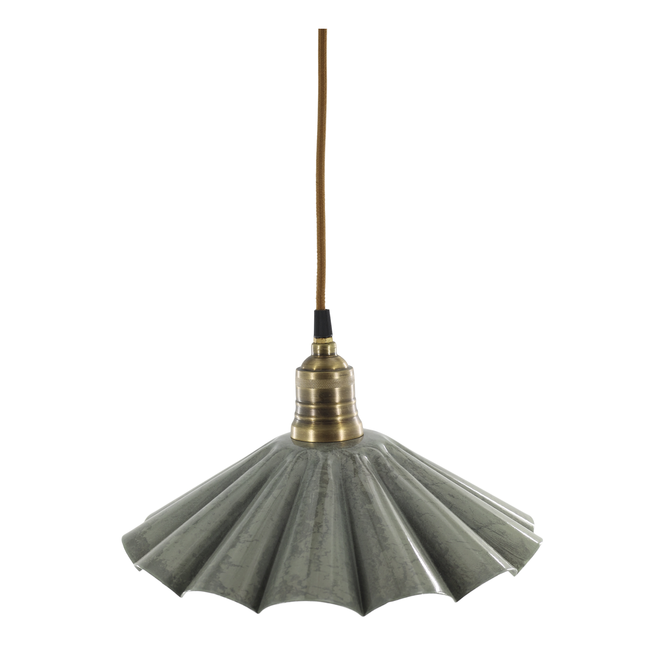 Emaille Deckenlampe wellige Form opalfarben - Durchmesser 30 cm