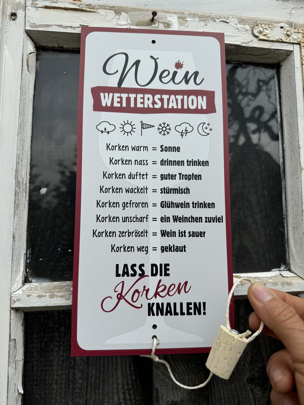 Aluminium Wetterstation mit Korken zum Hängen - Wein