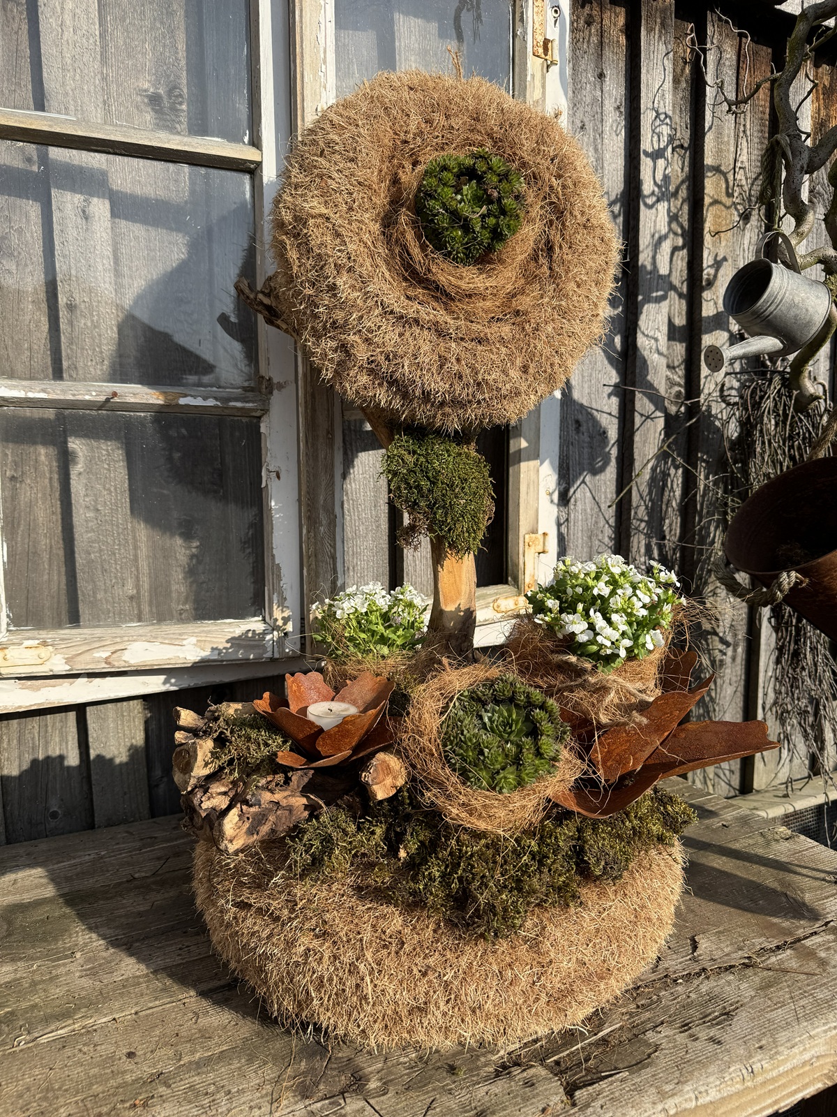 Edelrost Blüte groß mit Schraube - Durchmesser ca. 28 cm