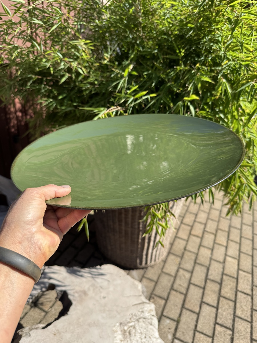 Kunststoff Deko-Teller groß Grün glänzend - Durchmesser 40 cm