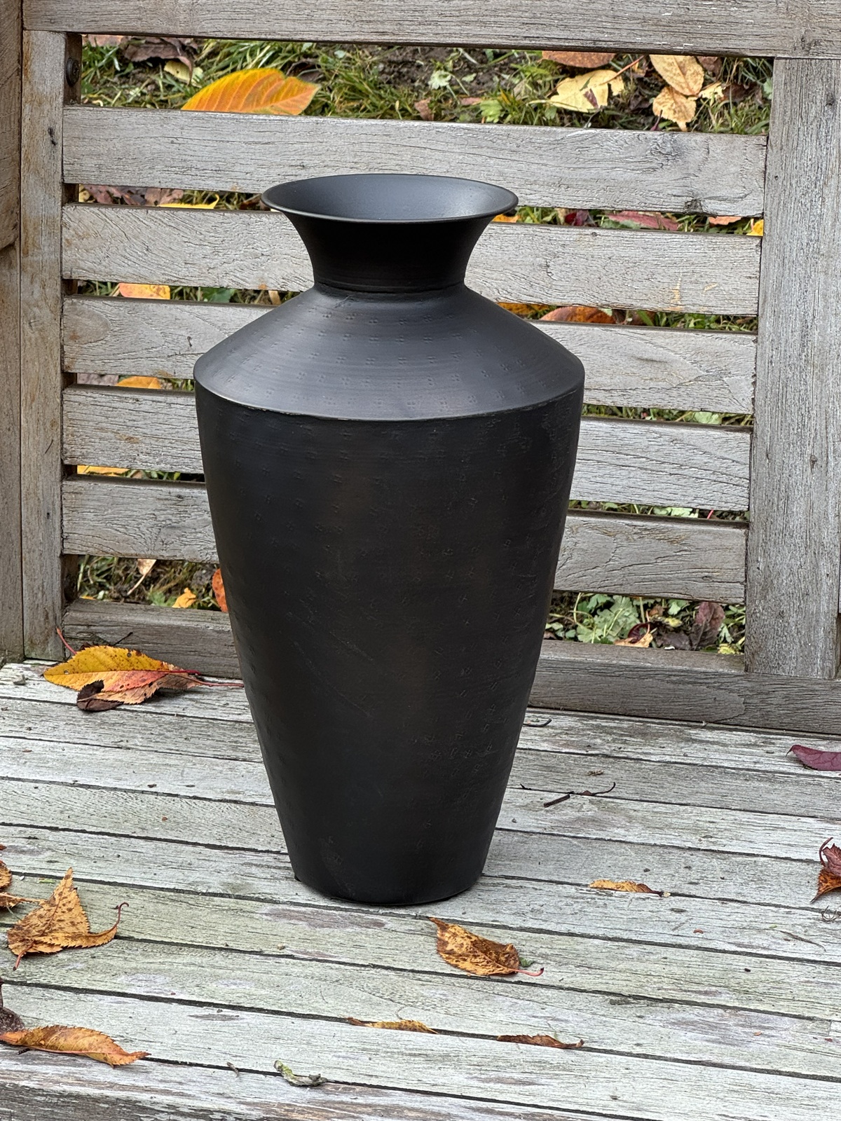 Metall Vase schwarz länglich - Höhe 34 cm