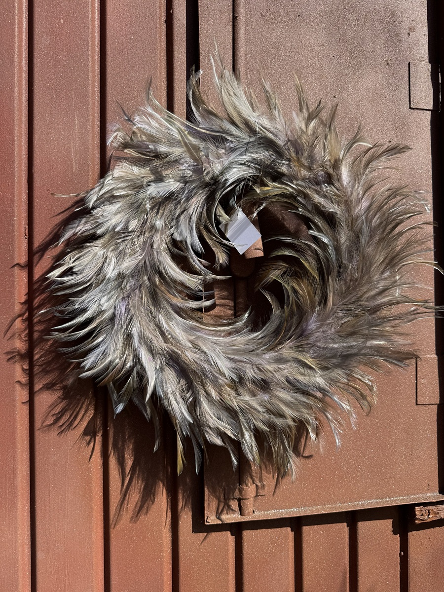 Feder Kranz Braun groß auf Styroporring - Durchmesser 46 cm