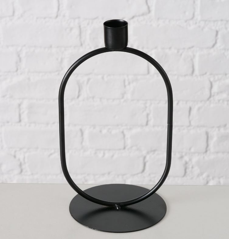 Kerzenleuchter Oval hoch schwarz für Stabkerzen