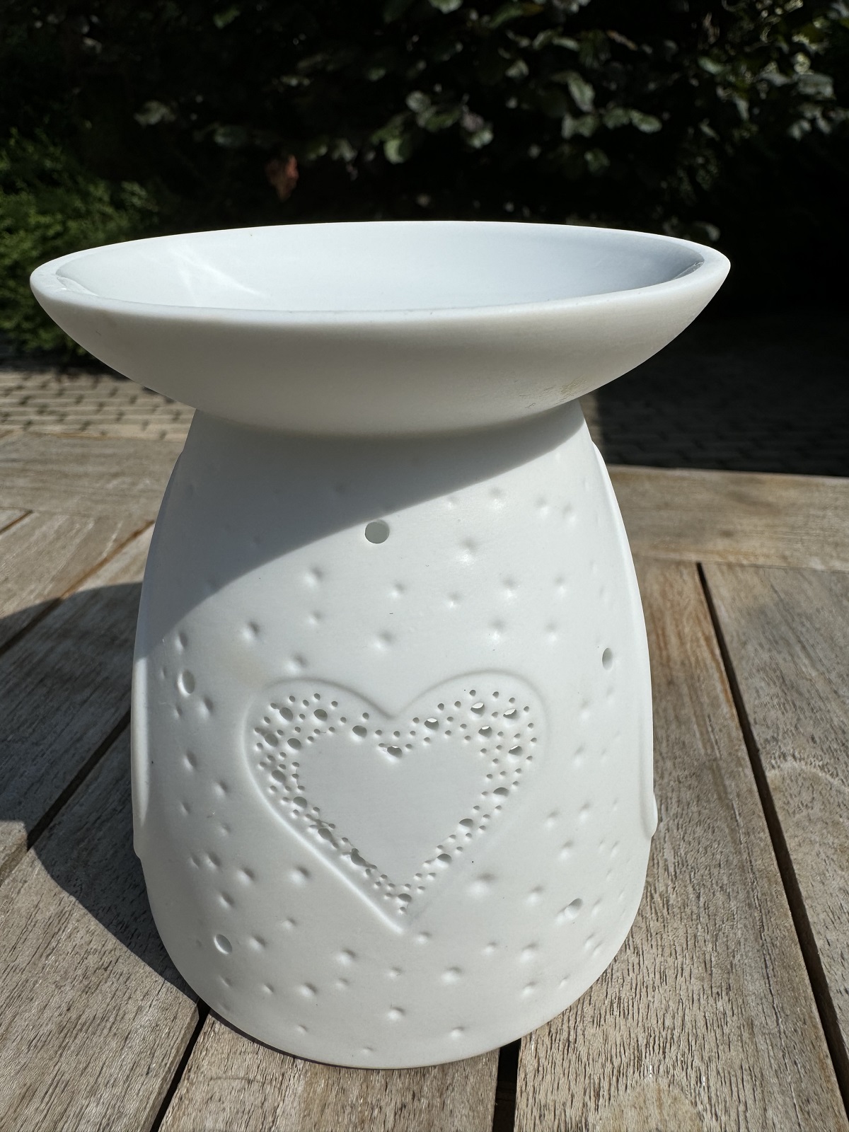 Duftstövchen Herz Porzellan/Keramik weiß - Höhe 10,5 cm