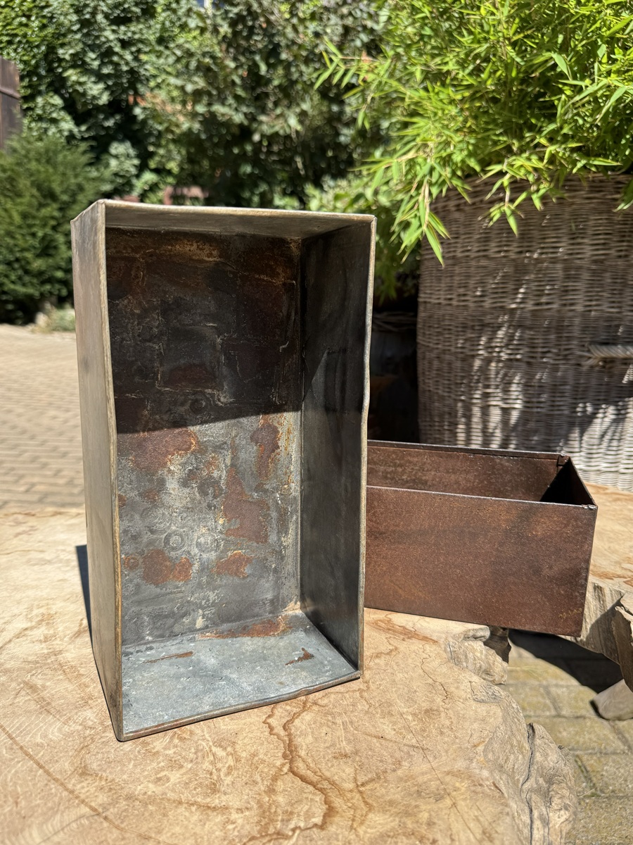 Vintage Zink Kasten Grau mit Patina - Länge ca. 28 cm