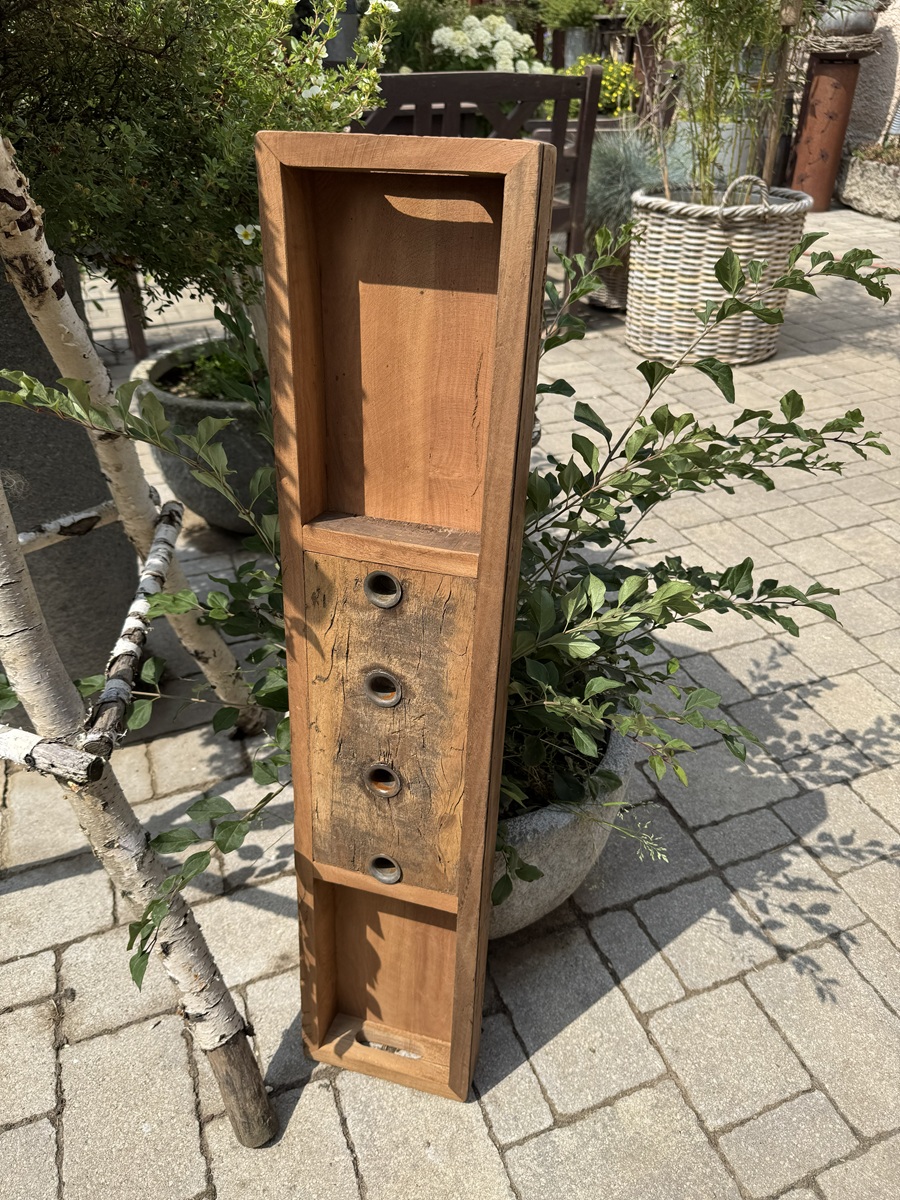 Altholz Kerzenbrett lang für 4 Stabkerzen mit 2 Schalen - Länge ca. 90 cm