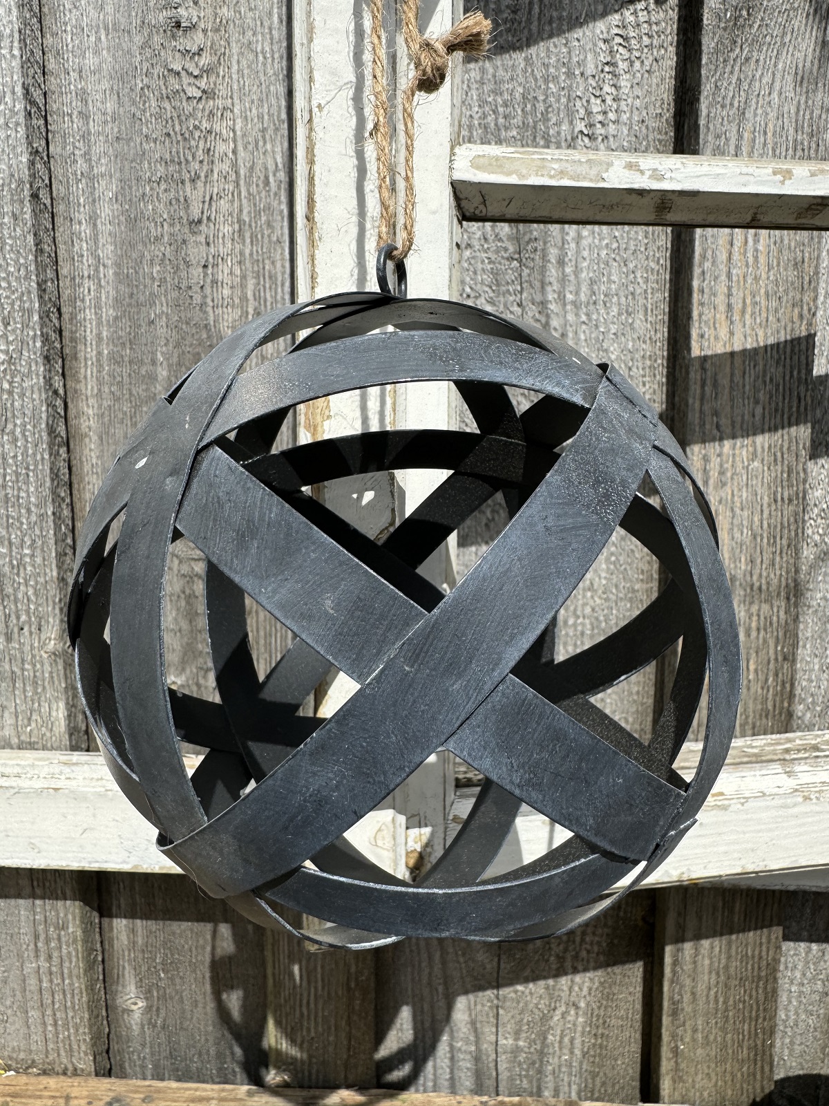 Bänderkugel anthrazit zum Hängen - Durchmesser 15 cm