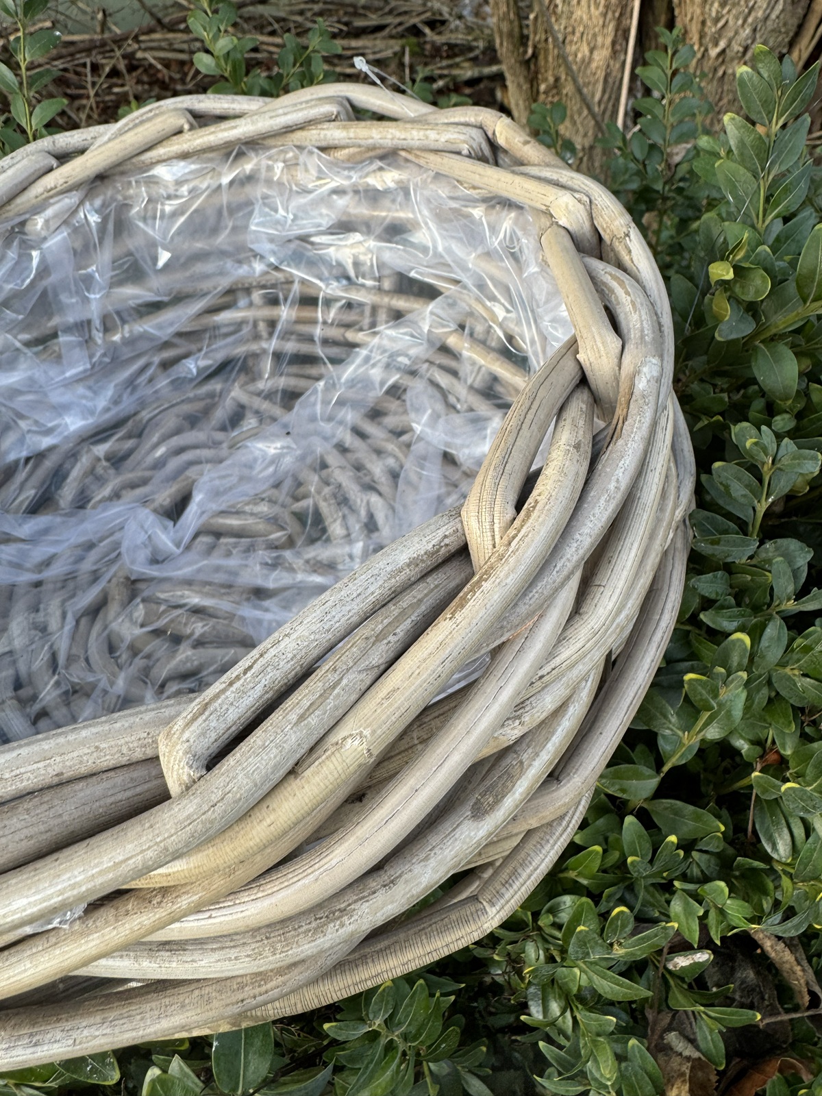 Outdoor Rattan Pflanzschale Ferrucci groß mit Folie - Durchmesser 32 cm