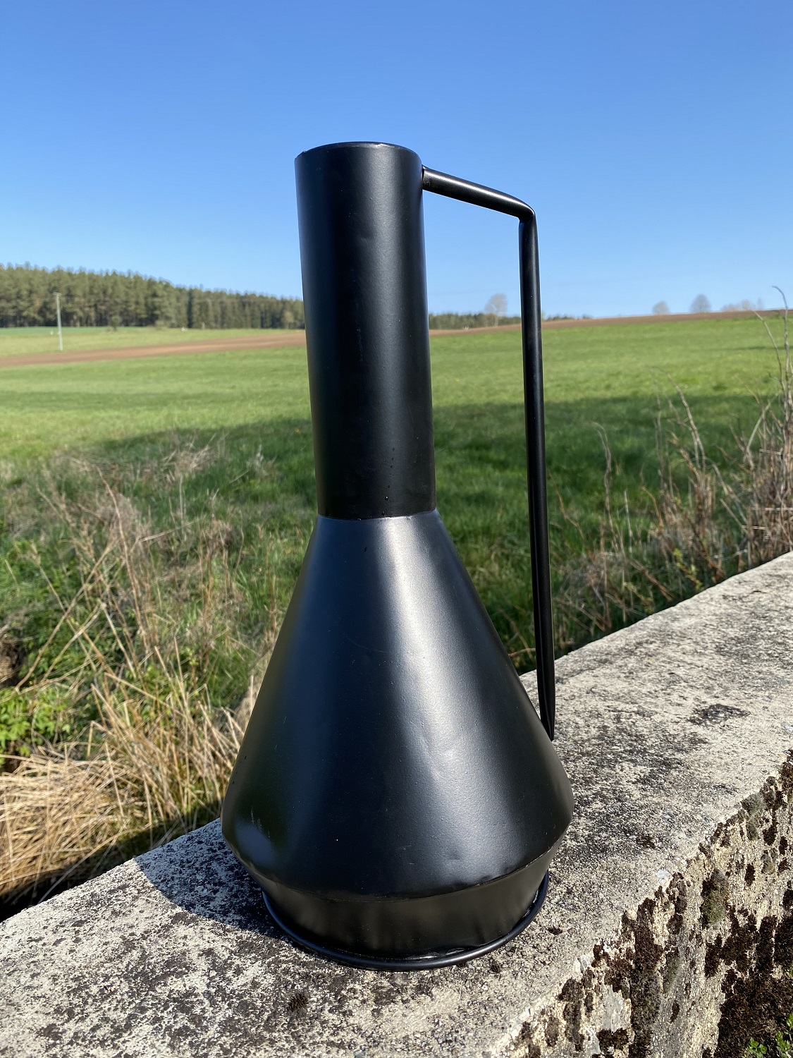 Metall Vase groß schwarz bauchige Form - Höhe 38 cm | 08902