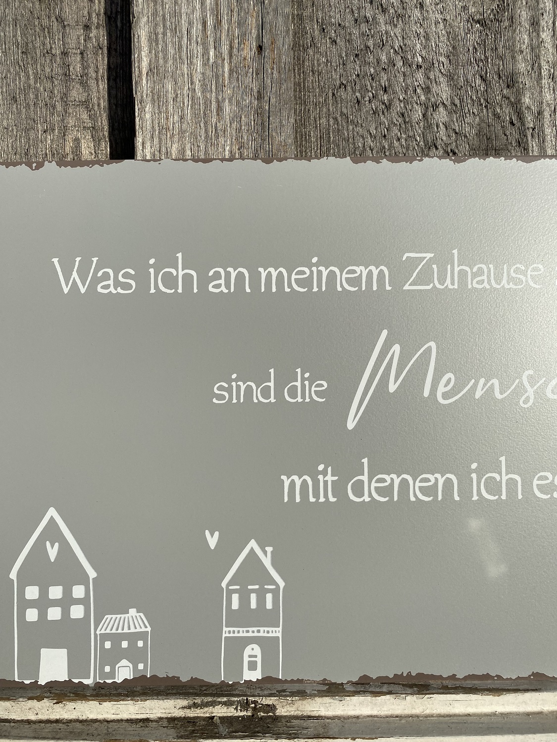Metall Schild Was ich an meinem Zuhause am meisten liebe mit Häusern - 40 x 20 cm
