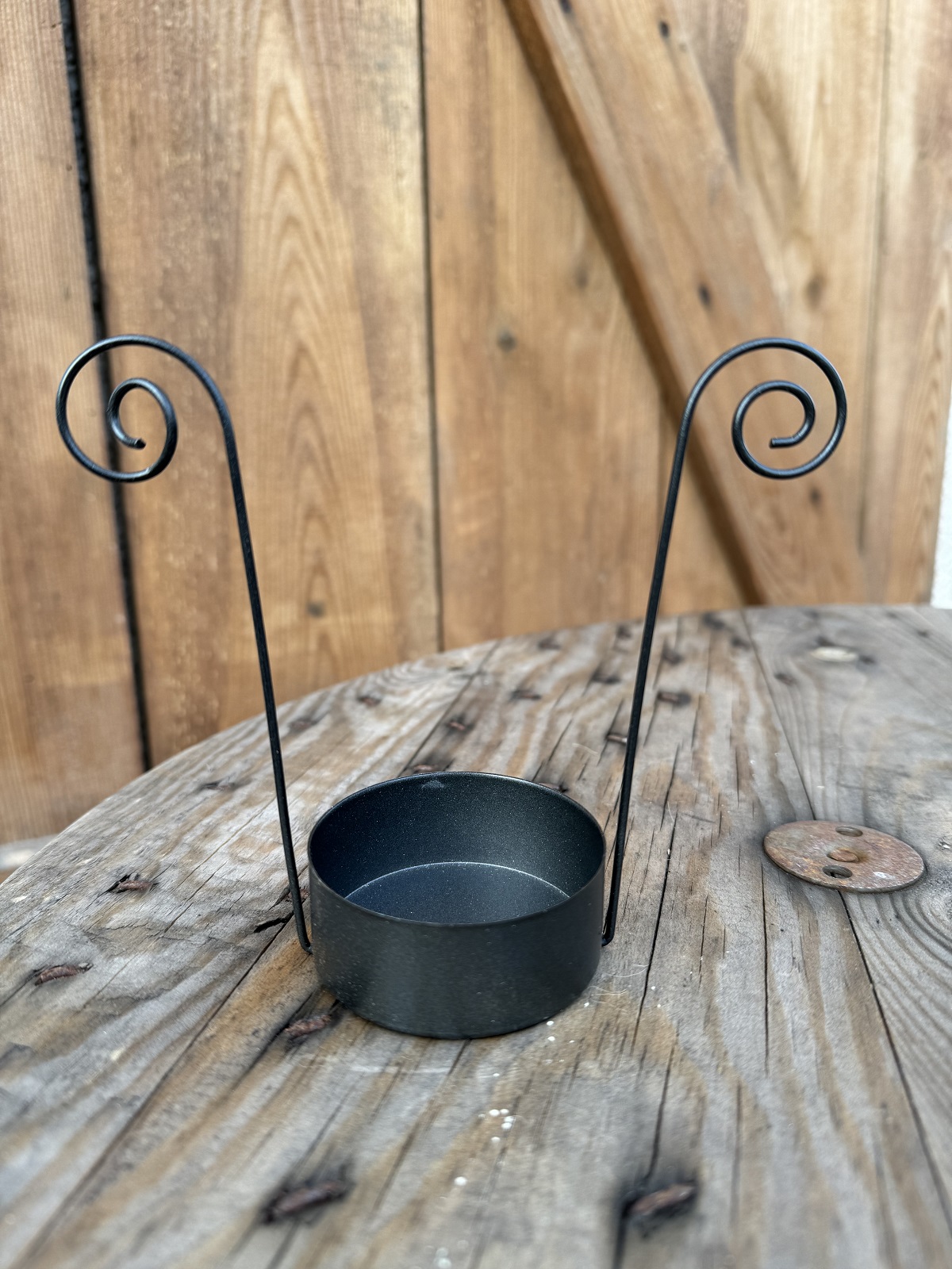 Kerzenhalter Spirale schwarz zum Einhängen für Gläser