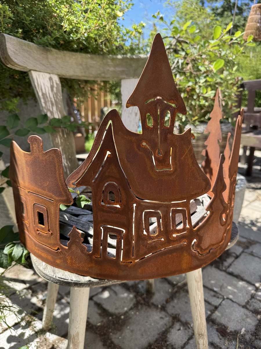 Edelrost Bogen Landschaft Landleben halbrund - Breite 42 cm