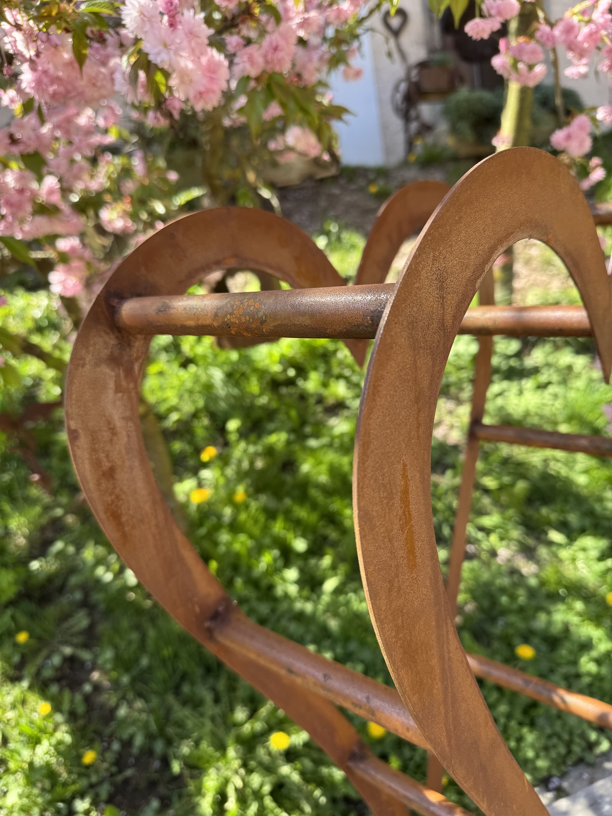 Edelrost Holzlege Herz längliche Form - Höhe 87 cm