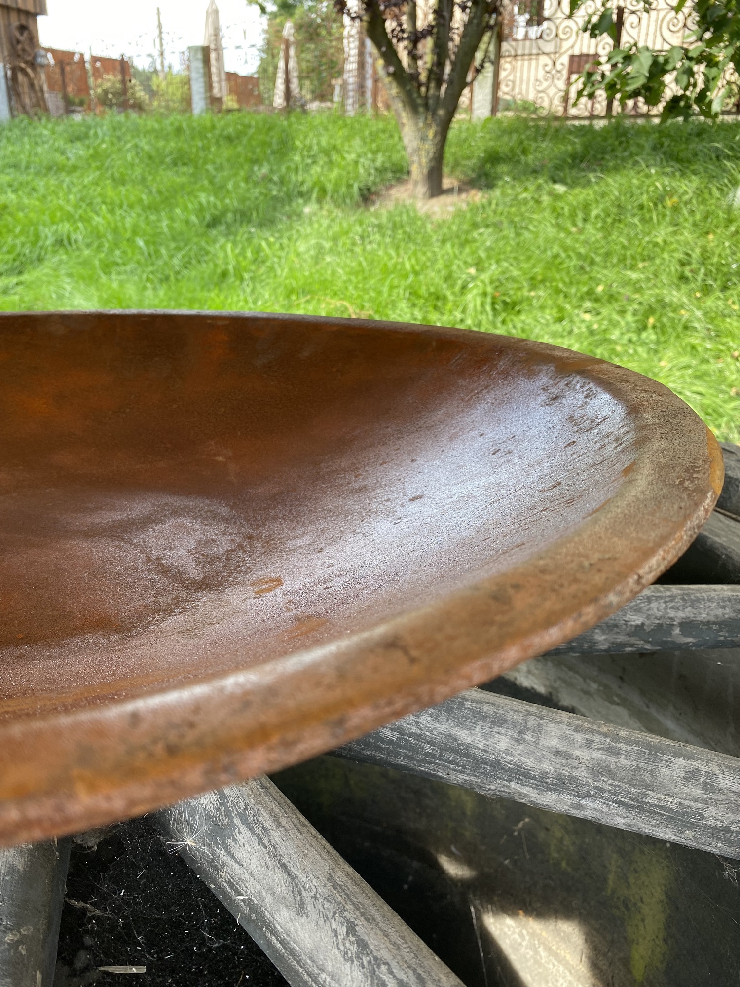 Edelrost Pflanzschale runde Form mit flachem Boden - Durchmesser 60 cm