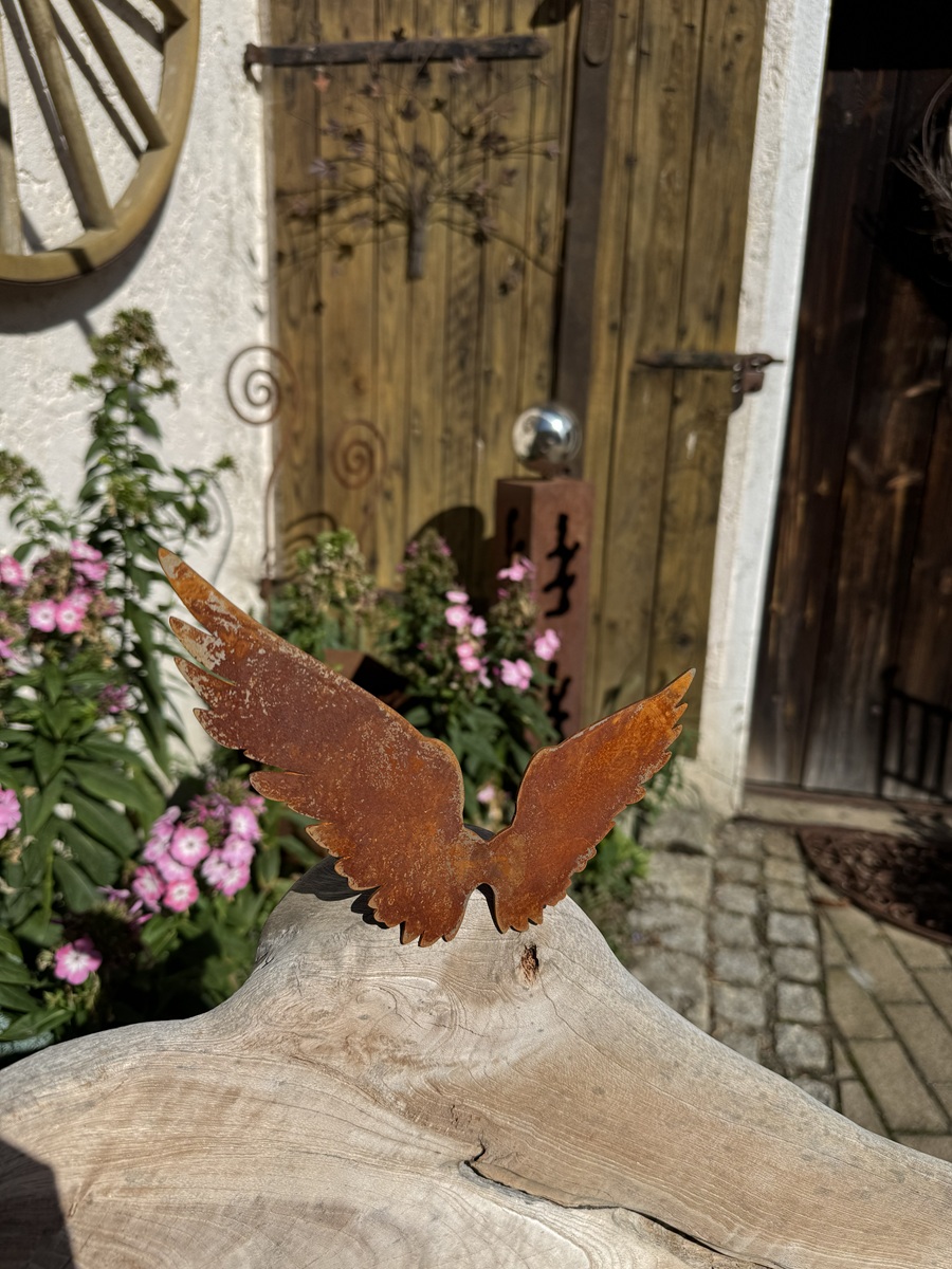 Edelrost Flügel Lorena asymetrisch mit Schraube – Breite 20 cm