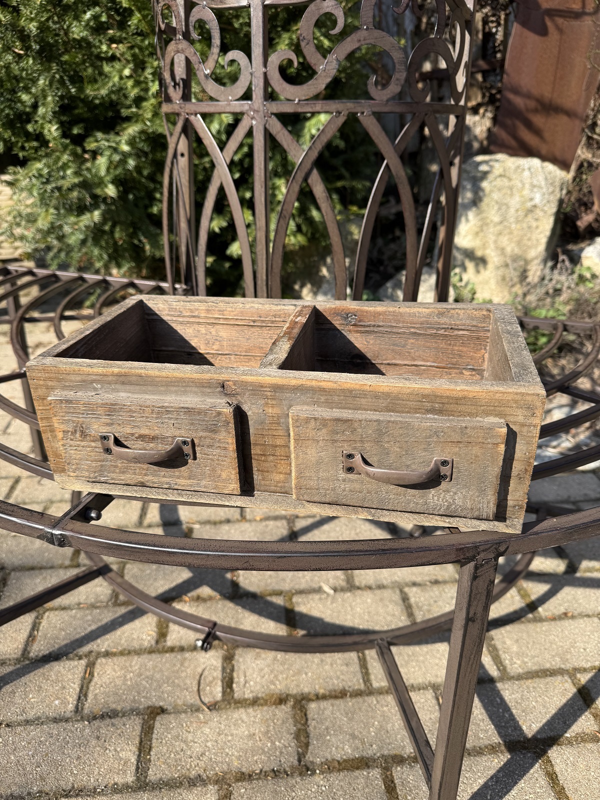 Holz Schublade mit 2 Fächern dunkelbraun - Länge 37,5 cm