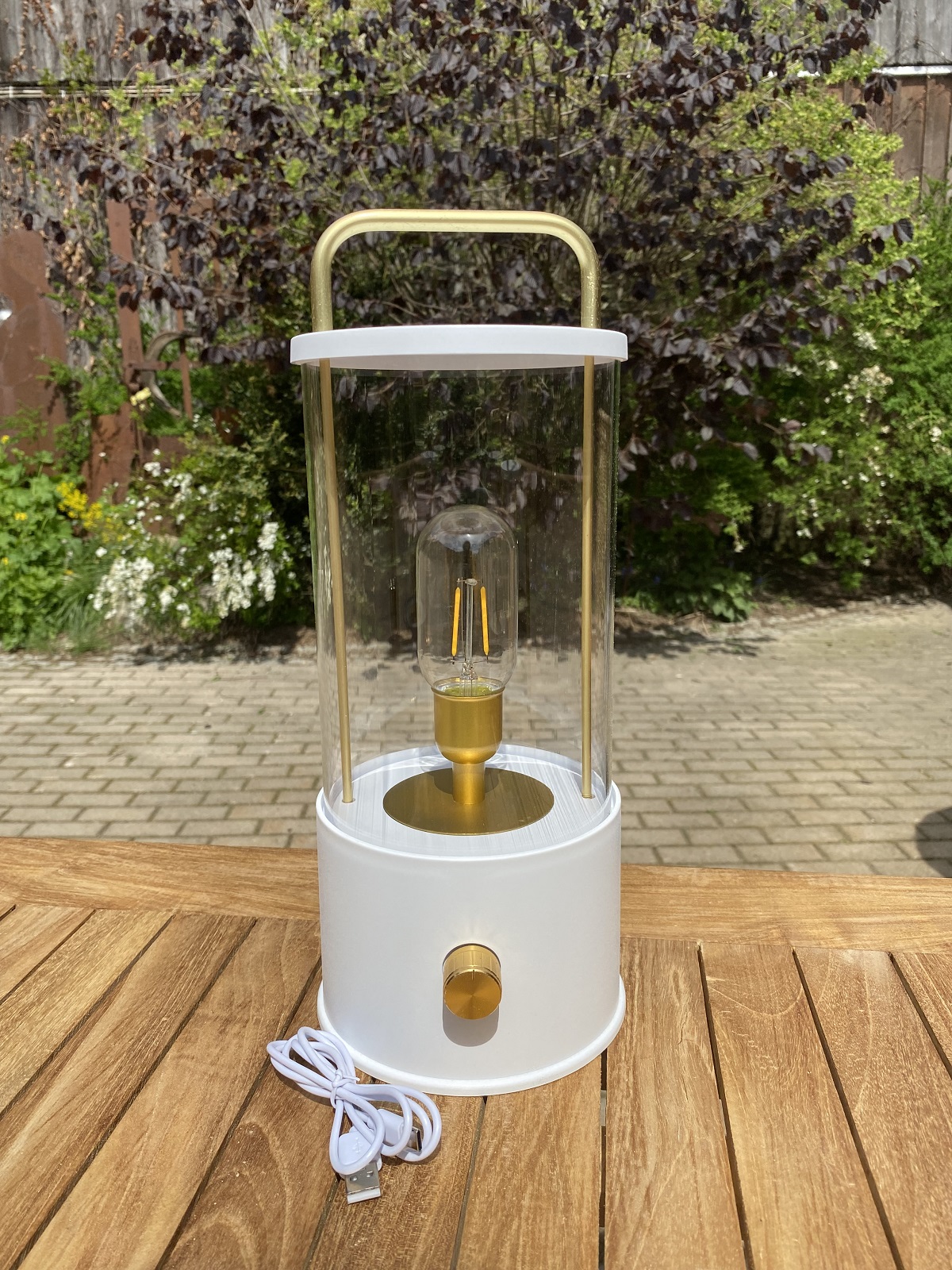 Outdoor Laterne klein weiß mit Dimmer - Höhe 26 cm | 634023w