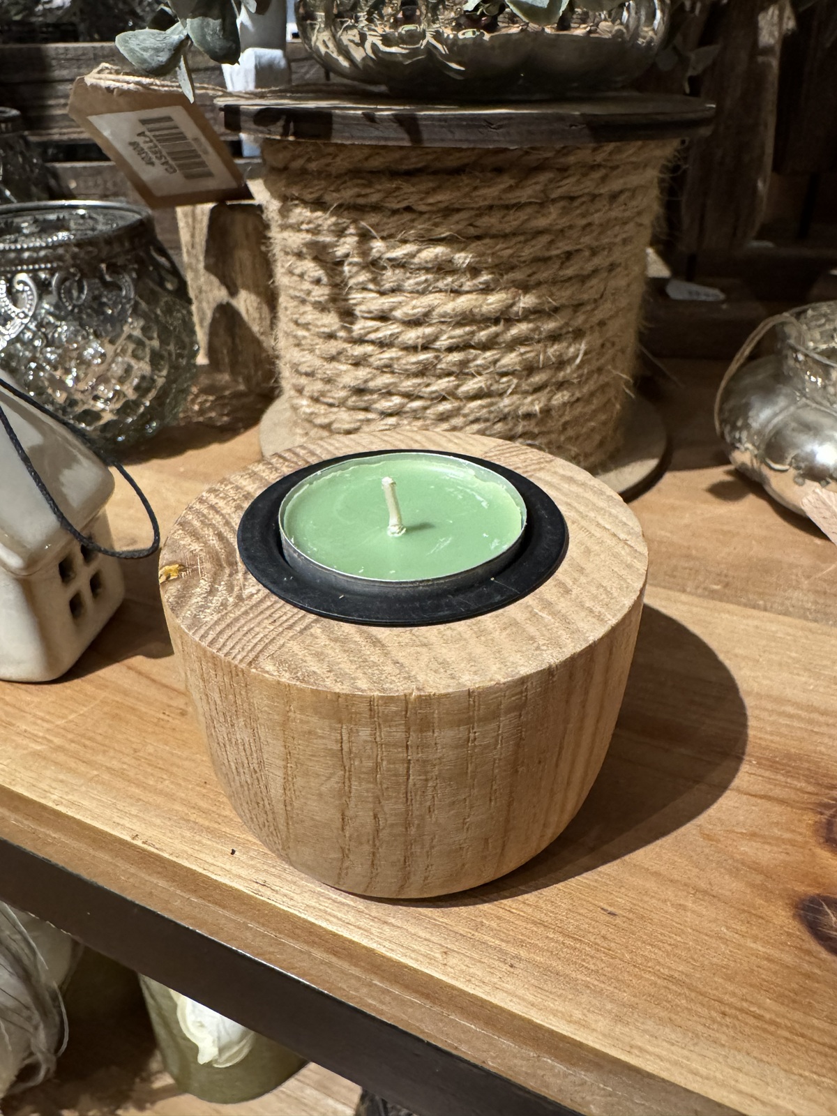 Holz Kerzenhalter beidseitig nutzbar für Stabkerzen oder Teelichter - Durchmesser 7,5 cm