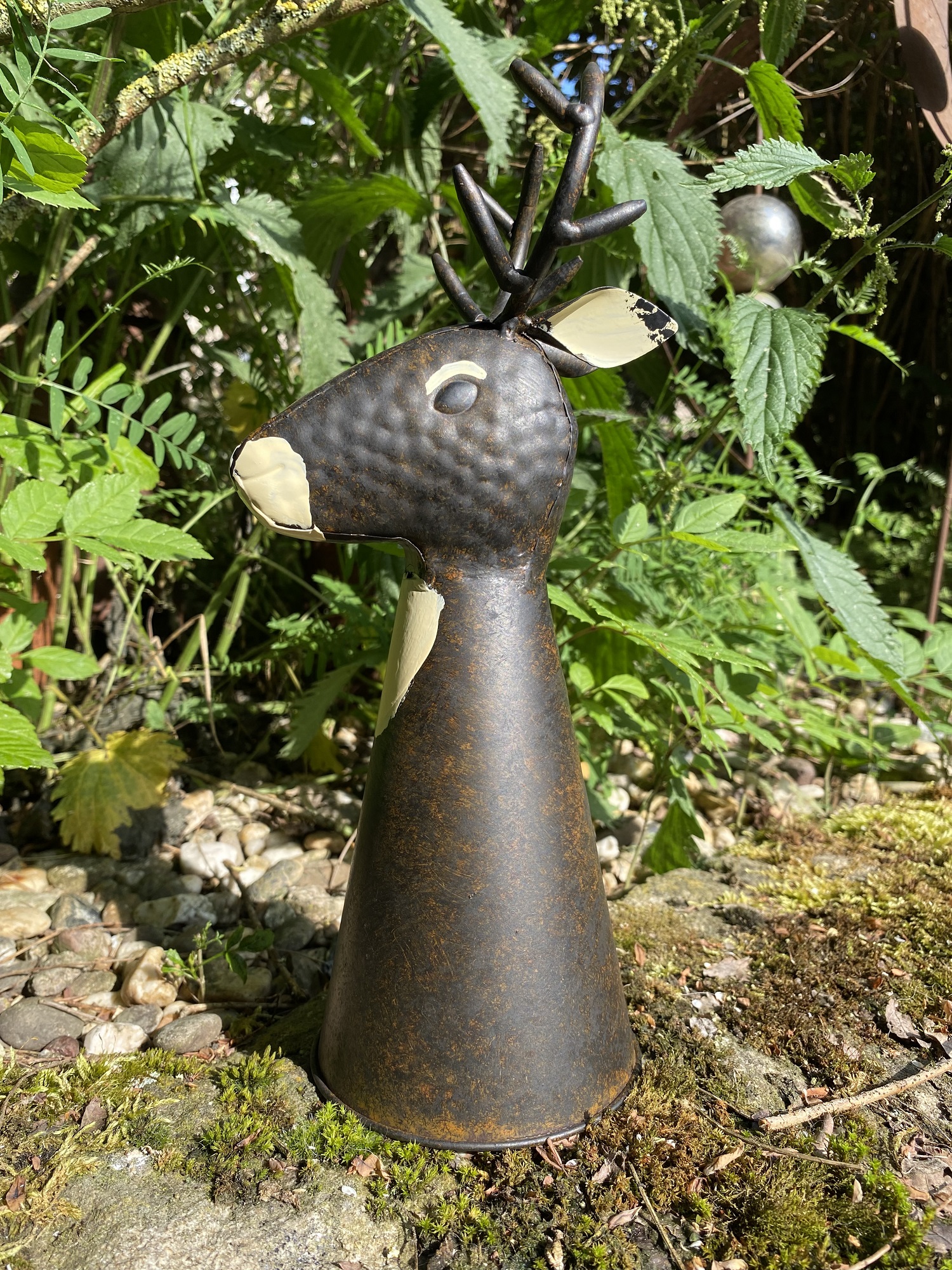 Metall Zaunhocker rund Rehbock  - Höhe 28 cm