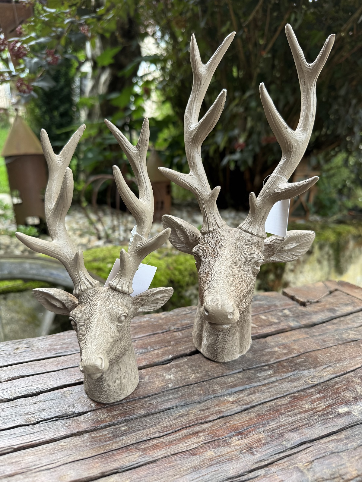 Polyresin Hirschkopf taupe groß - Höhe 27,5 cm