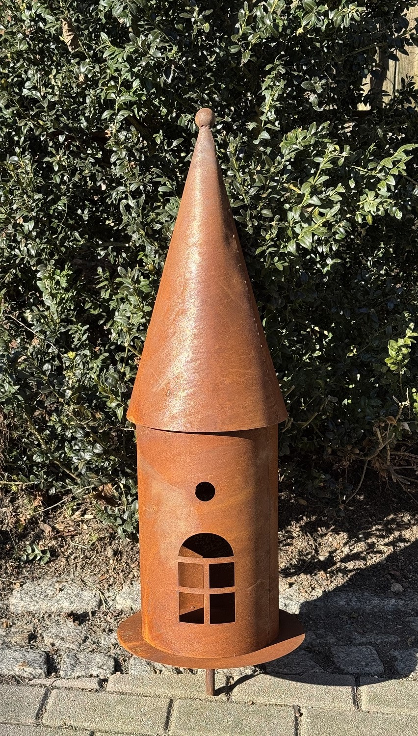 Edelrost Turm groß mit Hülse und Stab - Höhe 85 cm