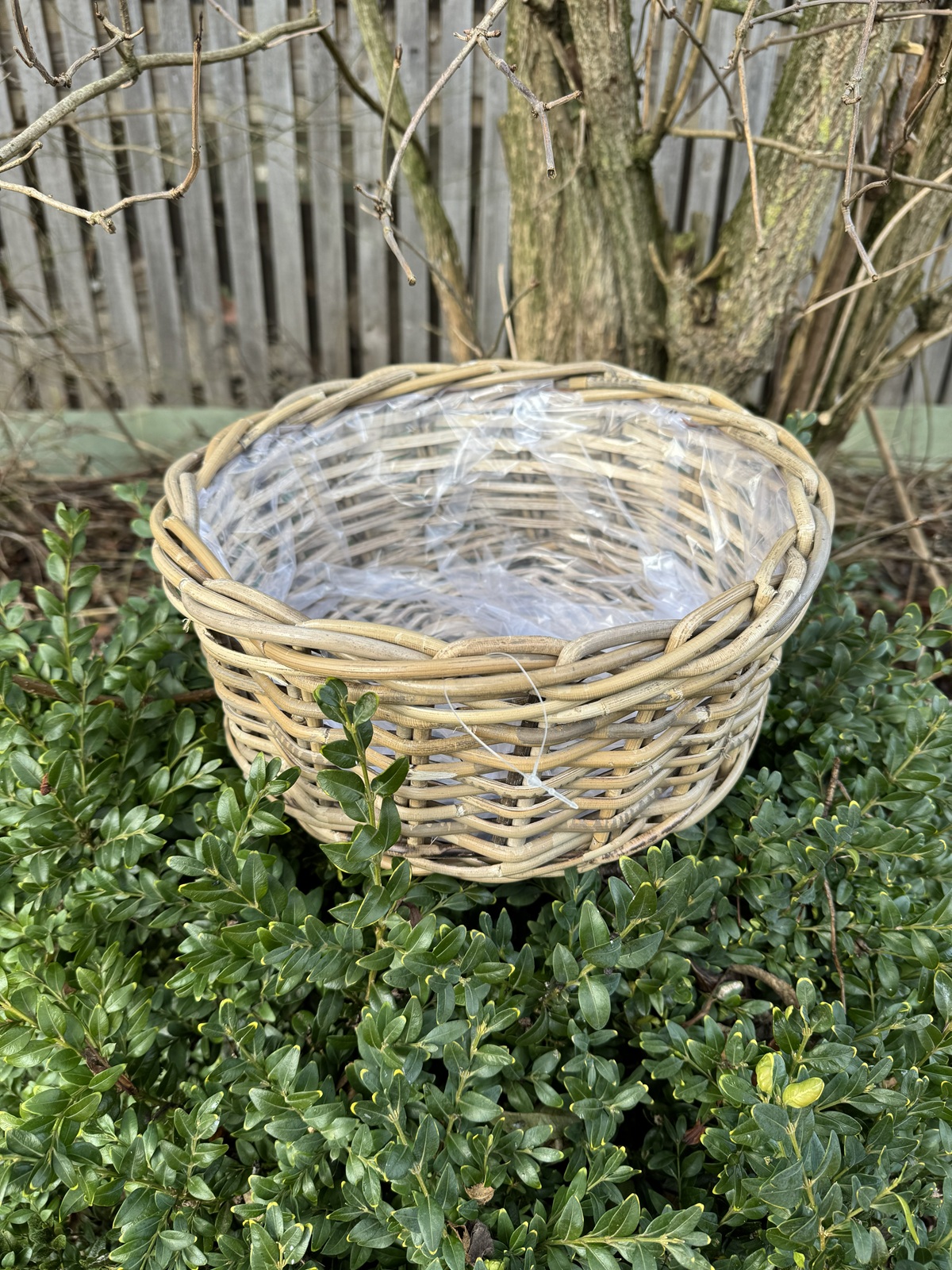 Outdoor Rattan Pflanzschale Cabana groß mit Folie - Durchmesser 32 cm