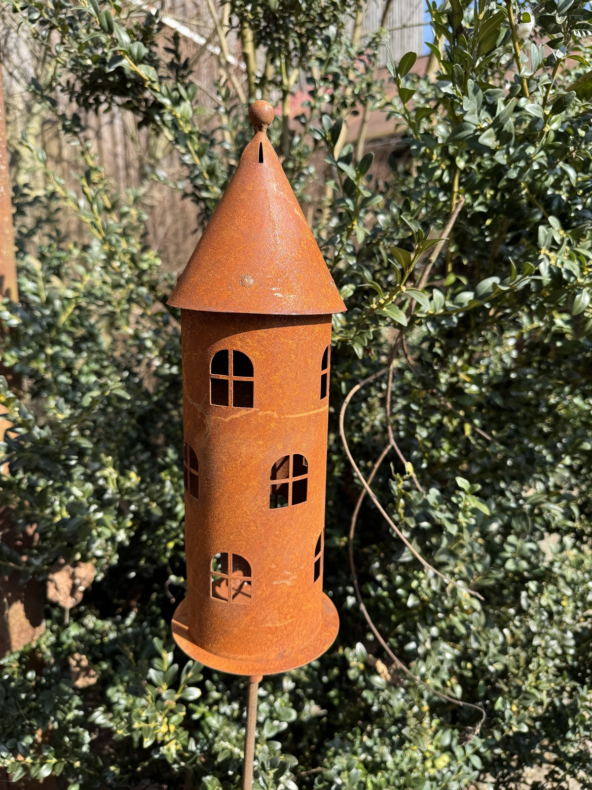 Edelrost Windlicht Turm mit Hülse - Höhe 35 cm