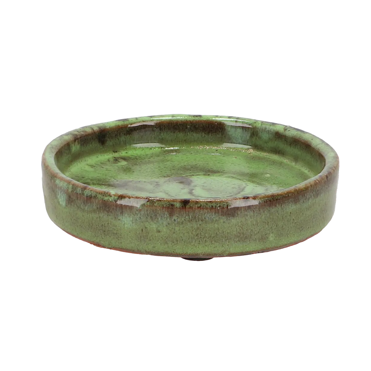 Terrakotta Untersetzer / Insektentränke glasiert grün klein - Durchmesser 12 cm