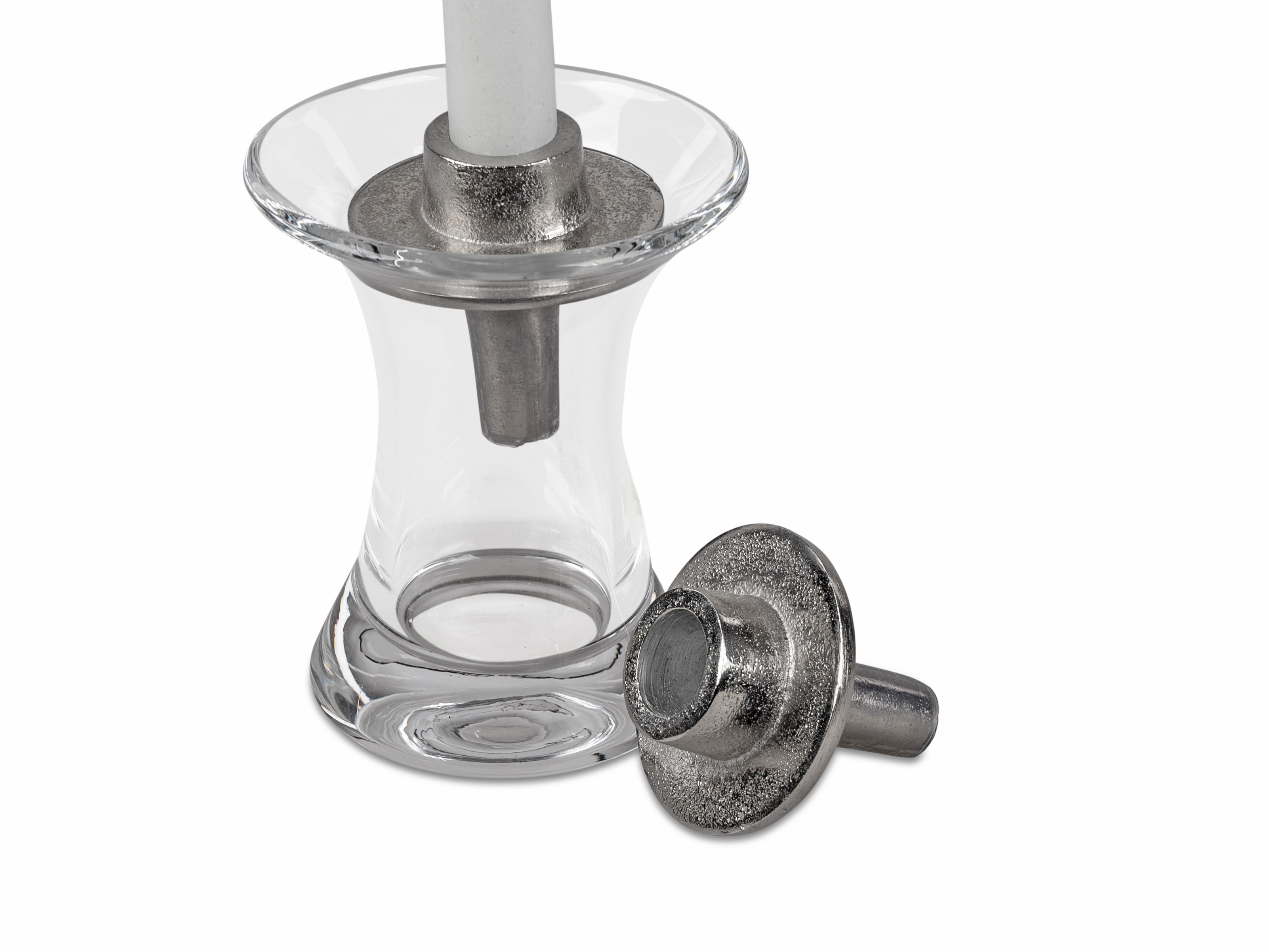Alu Aufsatz Kerzenhalter Silber für Glasflaschen - Höhe 7 cm