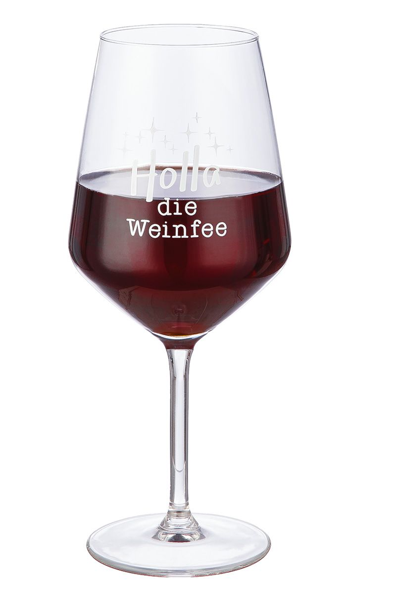 Weinglas mit Spruch - Holla die Weinfee