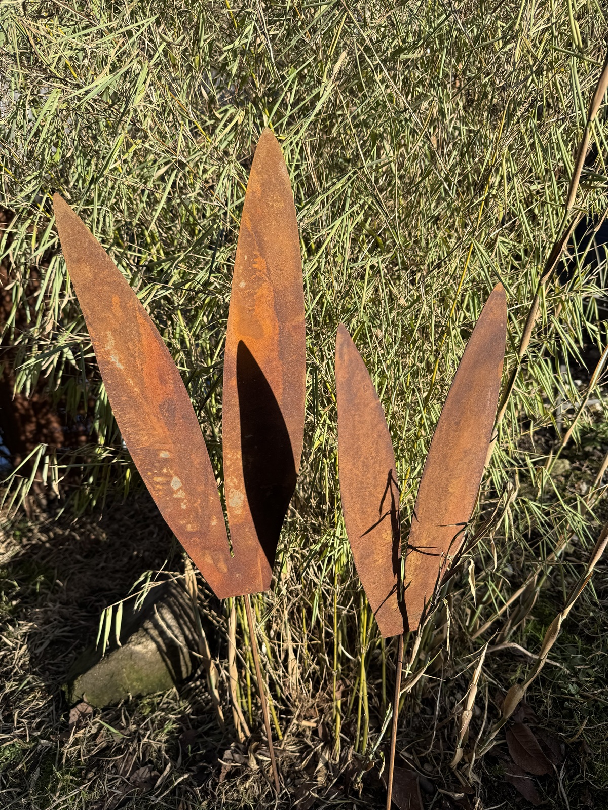 Edelrost Hasenohren klein - Höhe 35 cm + Stab
