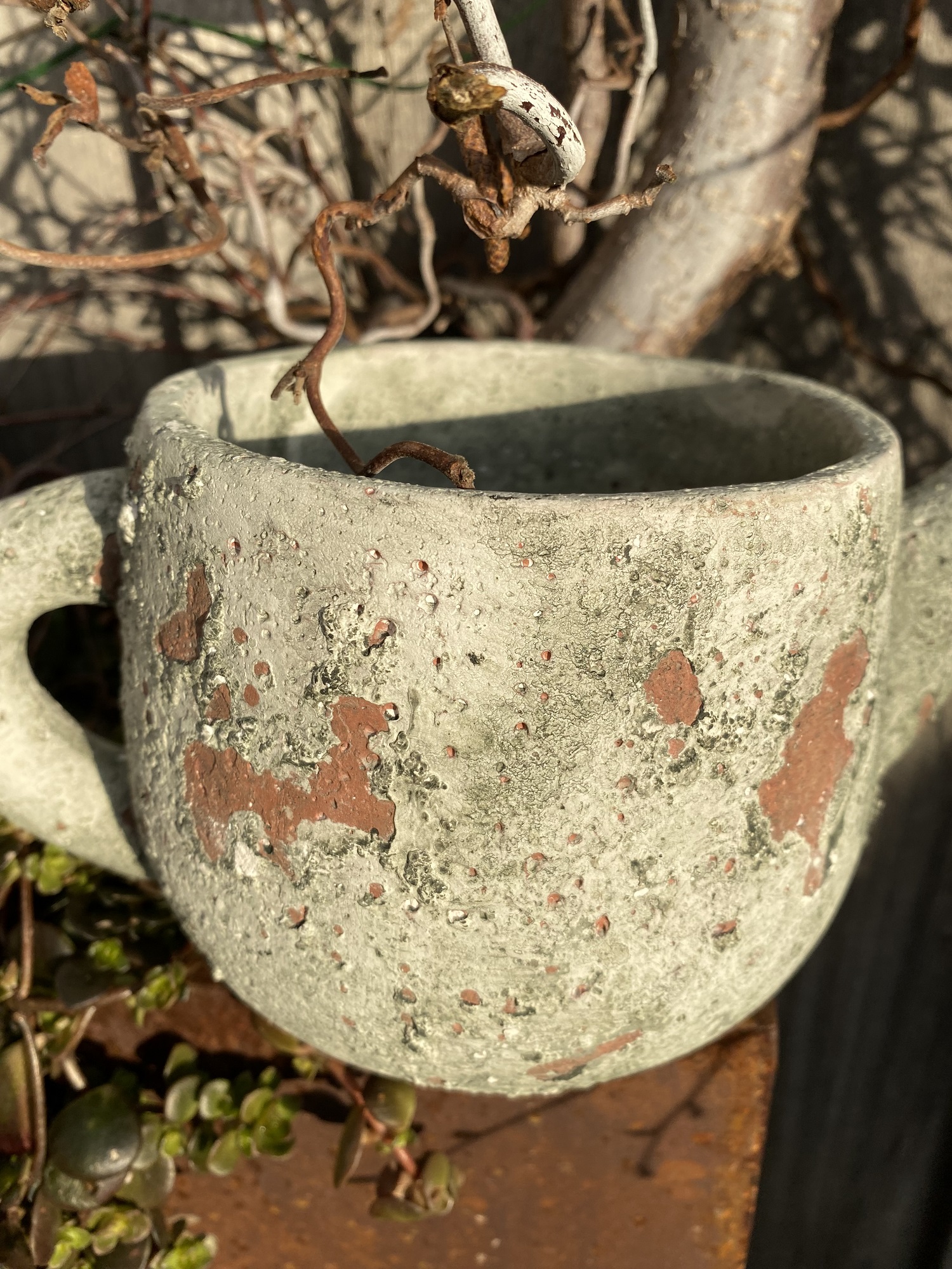 Keramik Kanne mittel Natur-Vintage - Höhe 11,5 cm