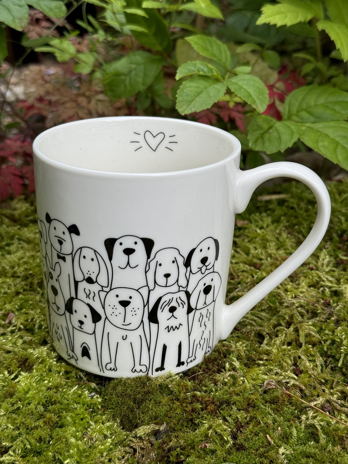 Becher Hundebande Porzellan weiß/schwarz