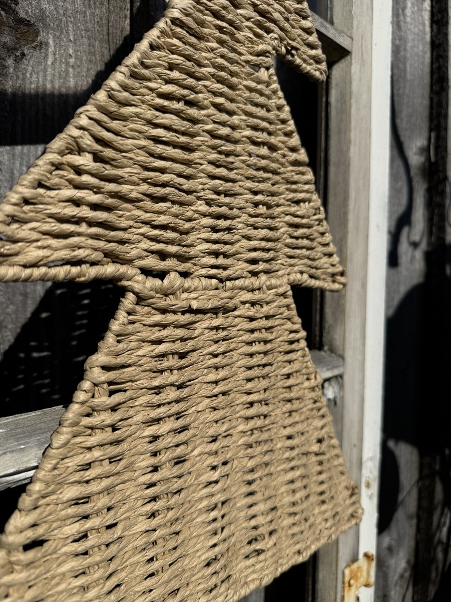 Papierkordel Tanne naturfarben flache Form zum Hängen - Höhe 47 cm