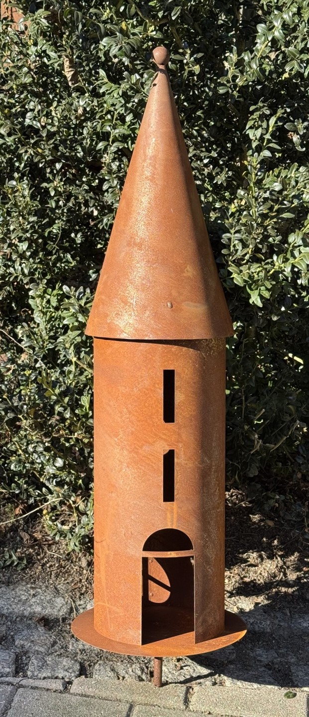 Edelrost Turm XL mit Hülse und Stab - Höhe 100 cm